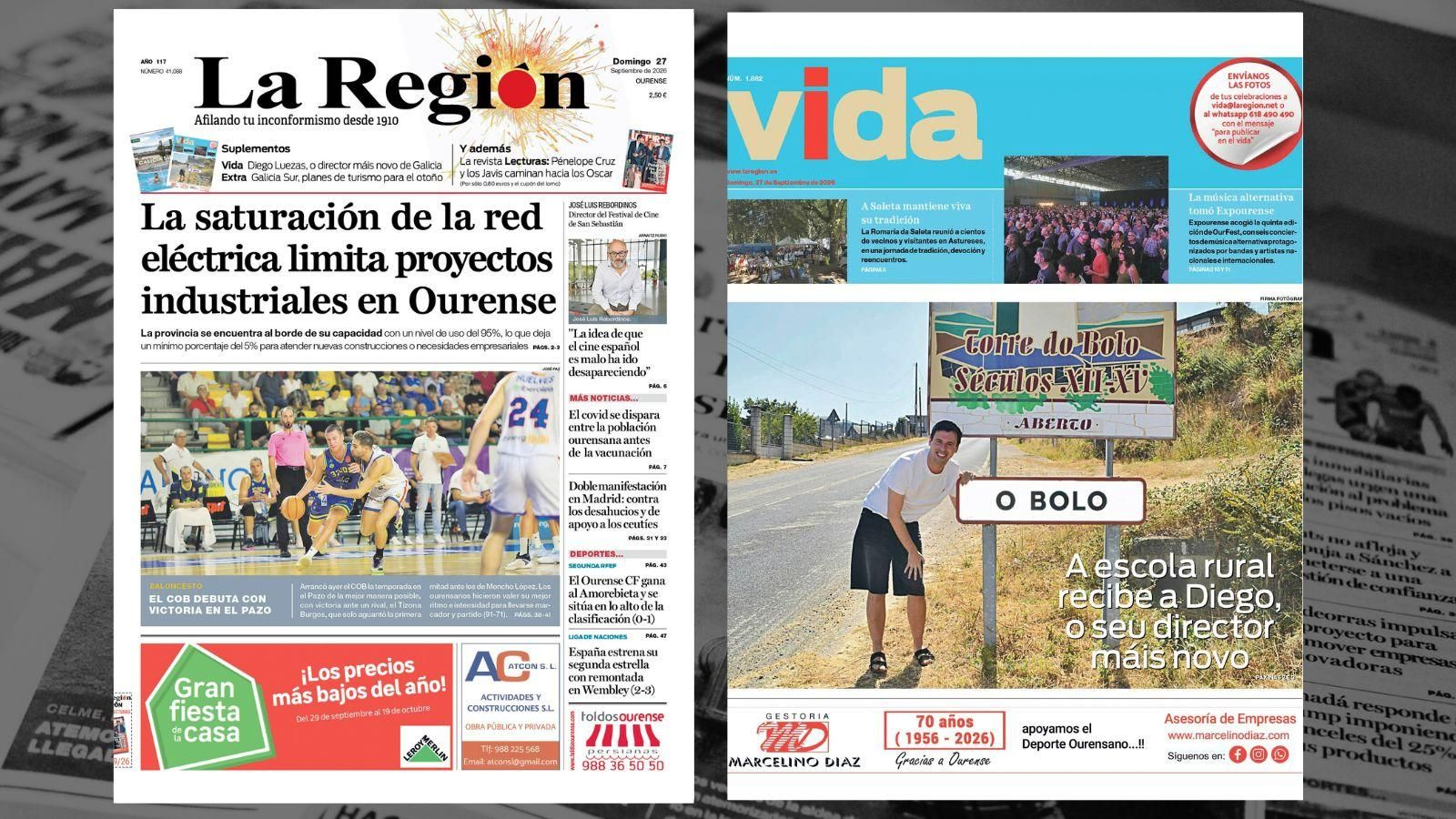 La portada de La Región de este domingo, 27 de septiembre