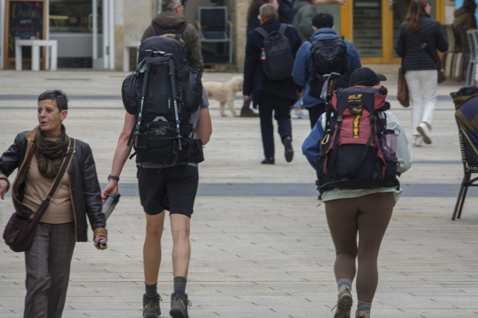 Viajeros durante esta semana por las calles de Vigo.