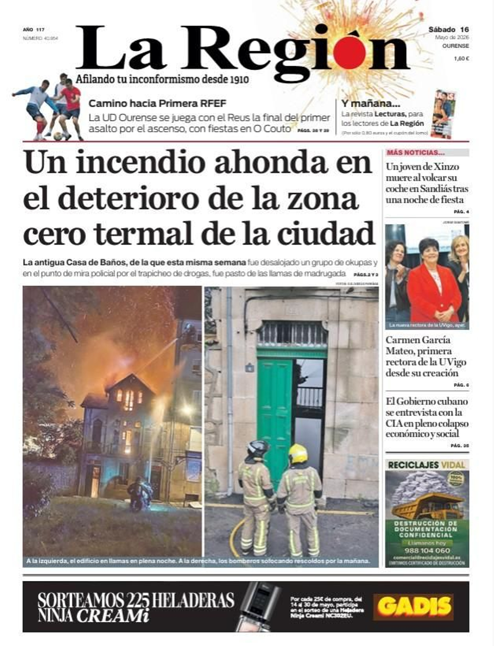 La portada de La Región.