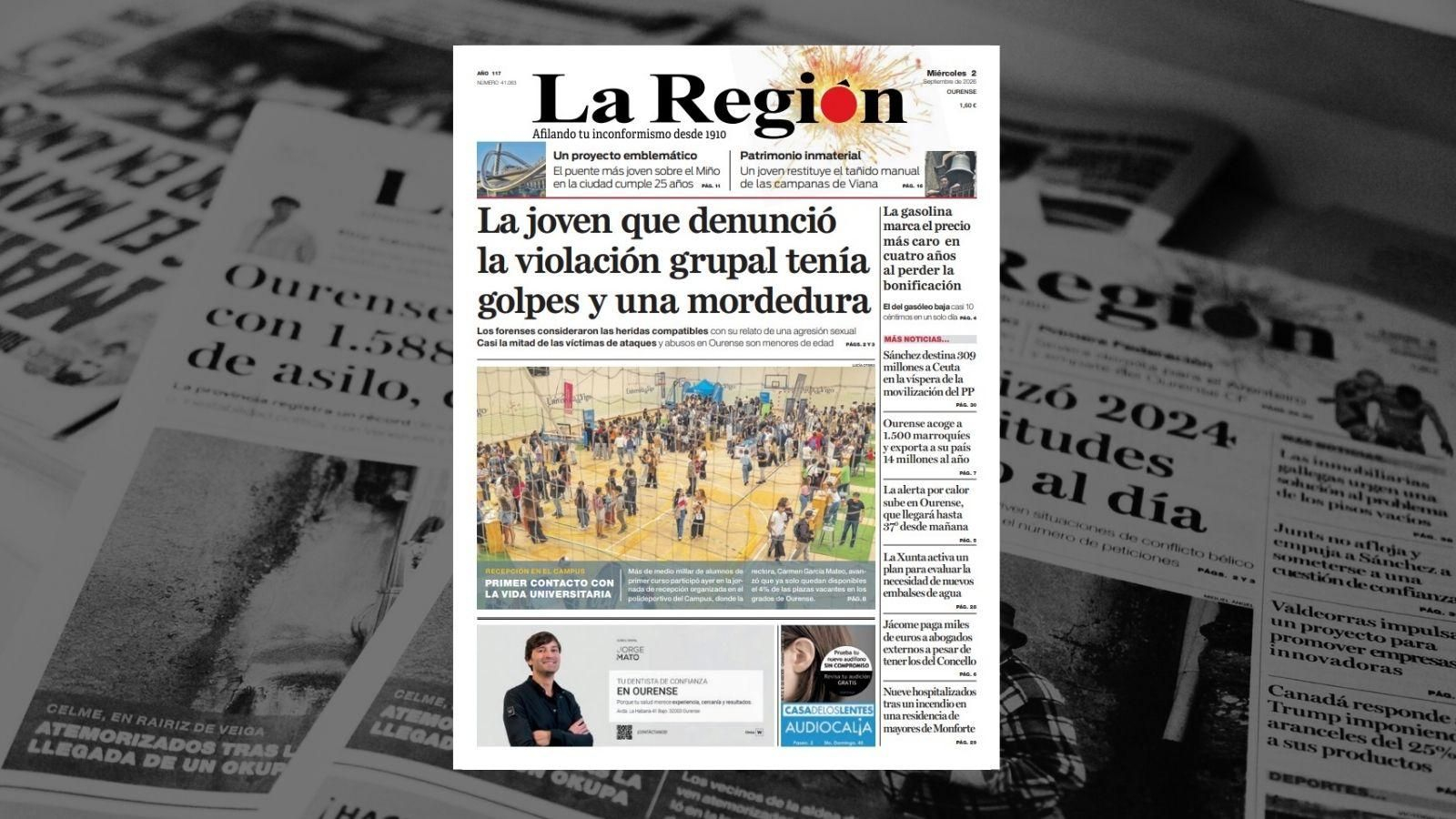 La portada de La Región de este miércoles, 2 de septiembre.