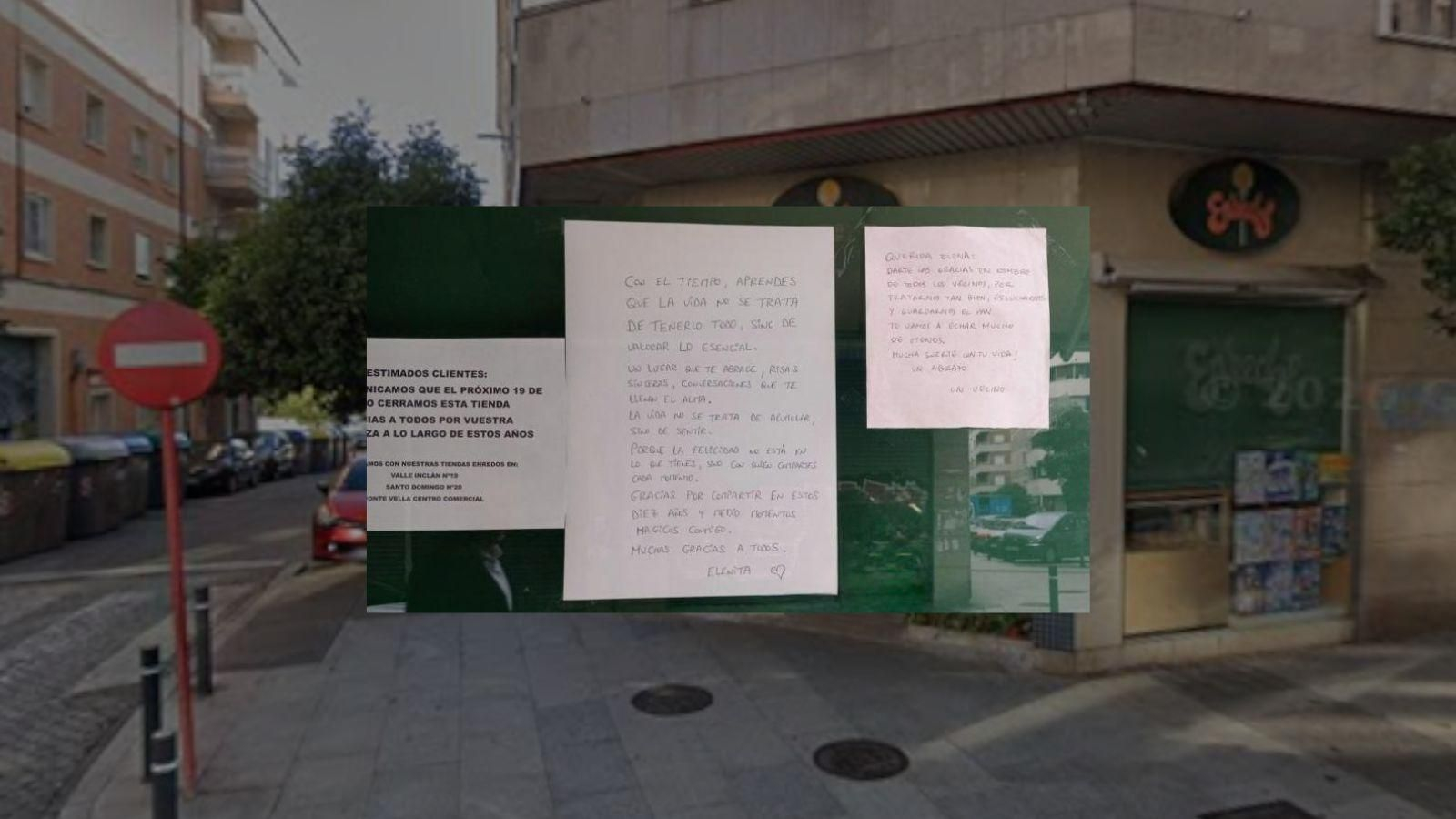Imagen de las cartas escritas en el ecaparate del Enredos
