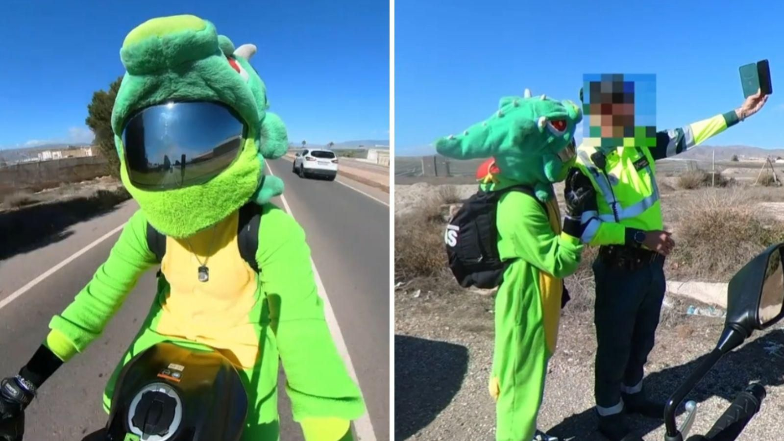 El momento en que la Guardia Civil para al joven motorista.