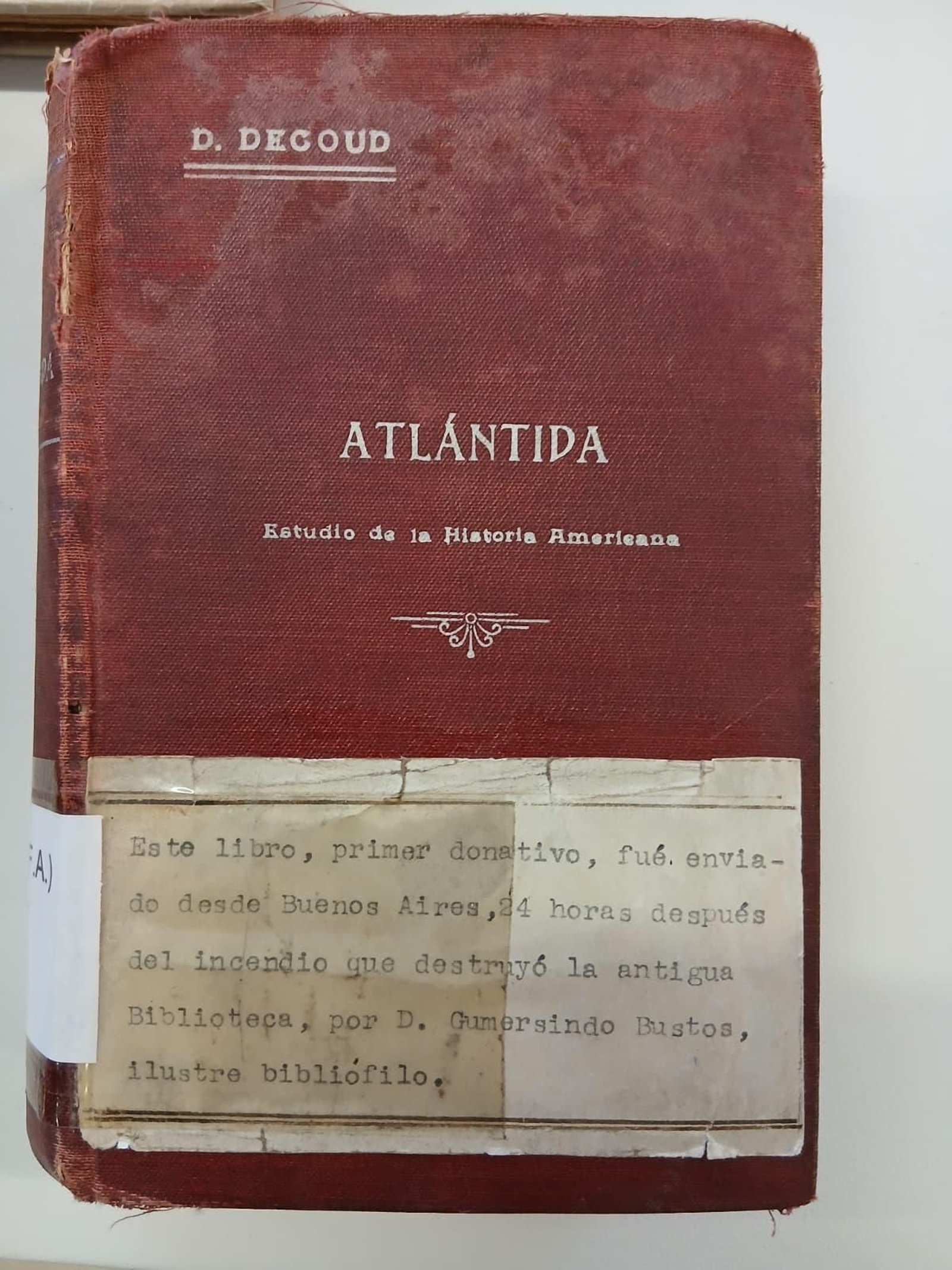 Donativo procedente de Argentina.