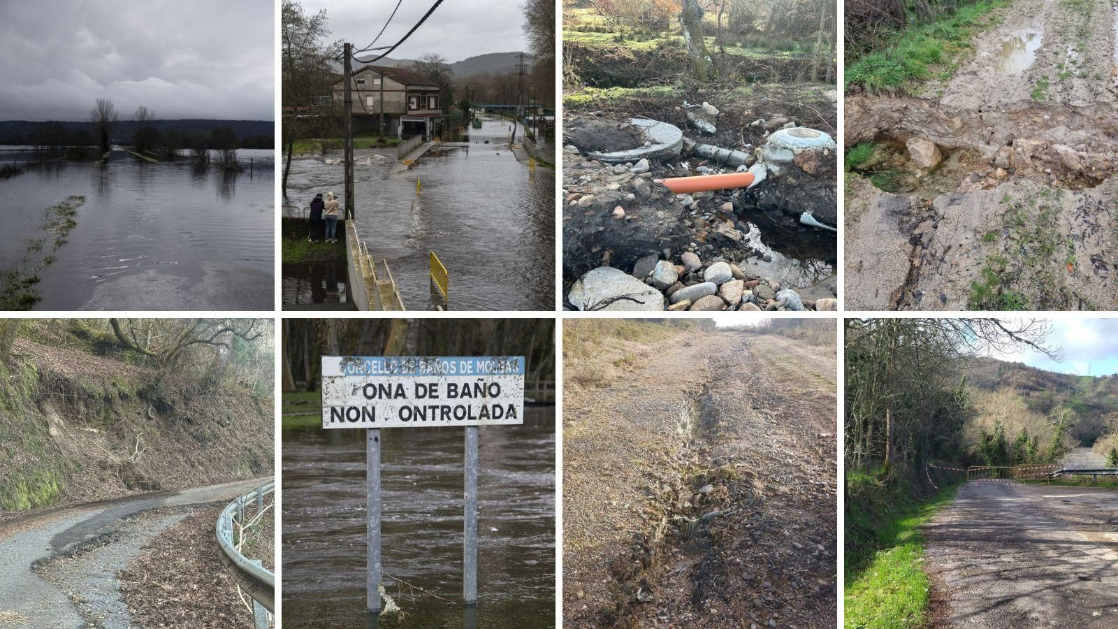 Zonas afectadas por las borrascas en la provincia de Ourense.