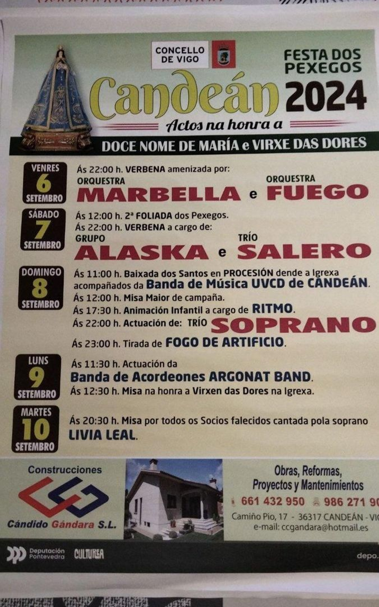 Cartel de la Festa dos Pexegos en Candeán 2024.