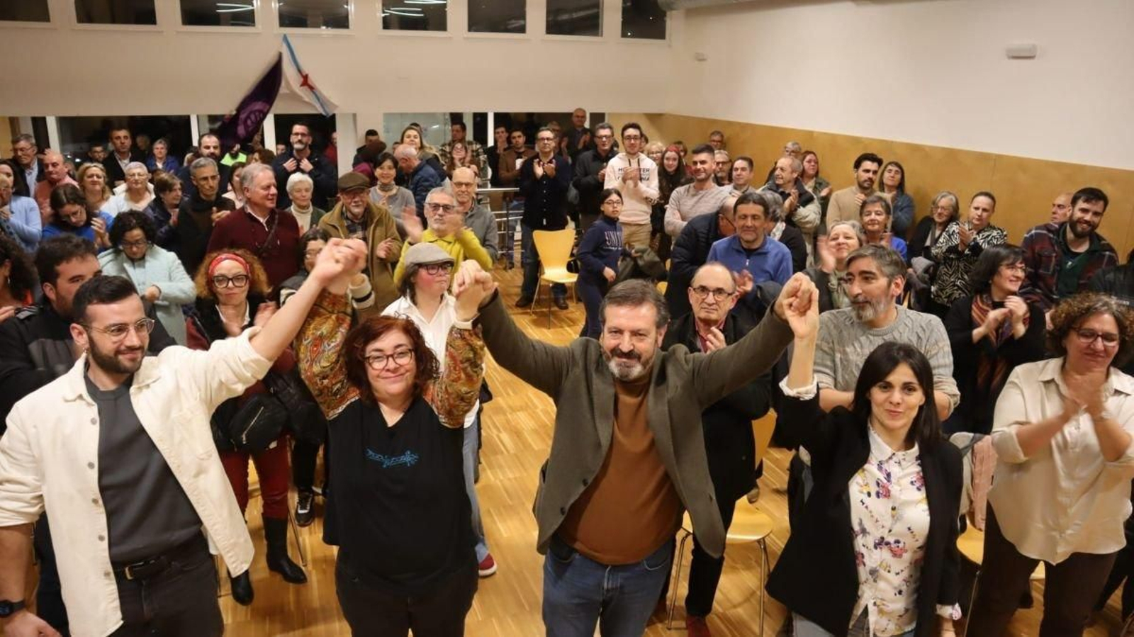 El cabeza de lista provincial del BNG, Luís Bará, durante un acto en Val Miñor.