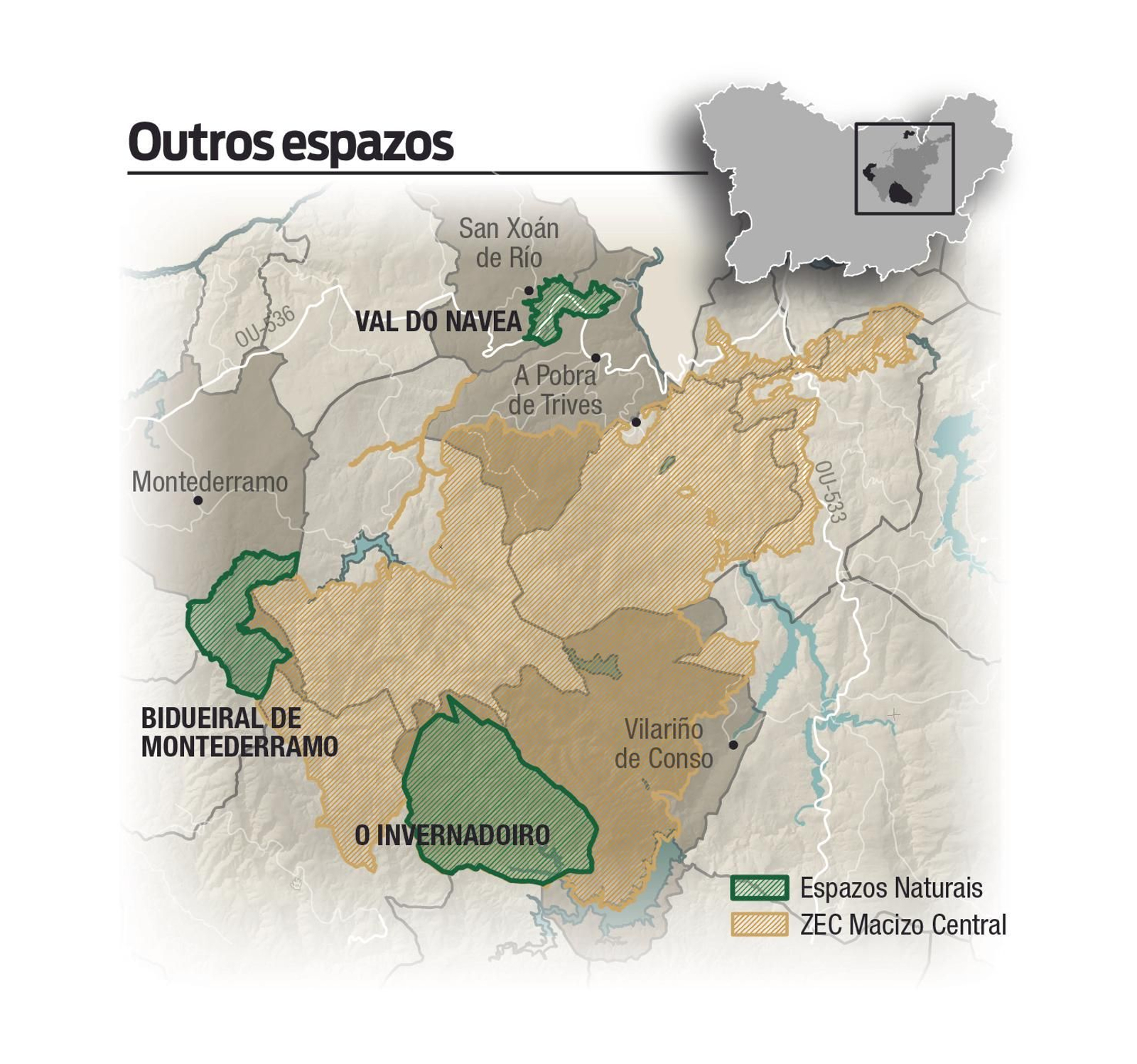 Mapa Outros espazos Macizo.