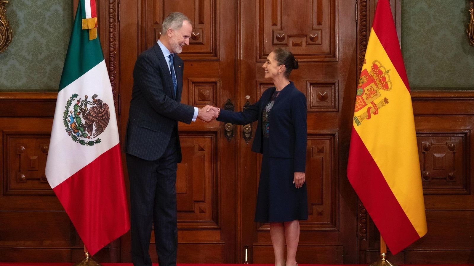 Felipe VI y Claudia Sheinbaum en el Palacio Nacional de Ciudad de México.