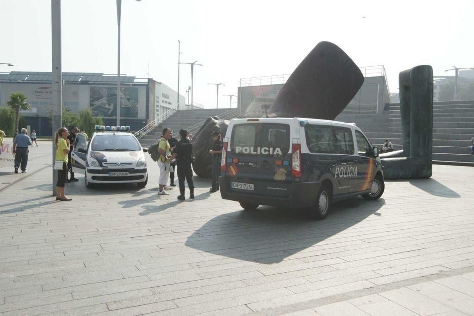 La Policía Nacional se personó en la zona de A Laxe unos minutos después del incidente.