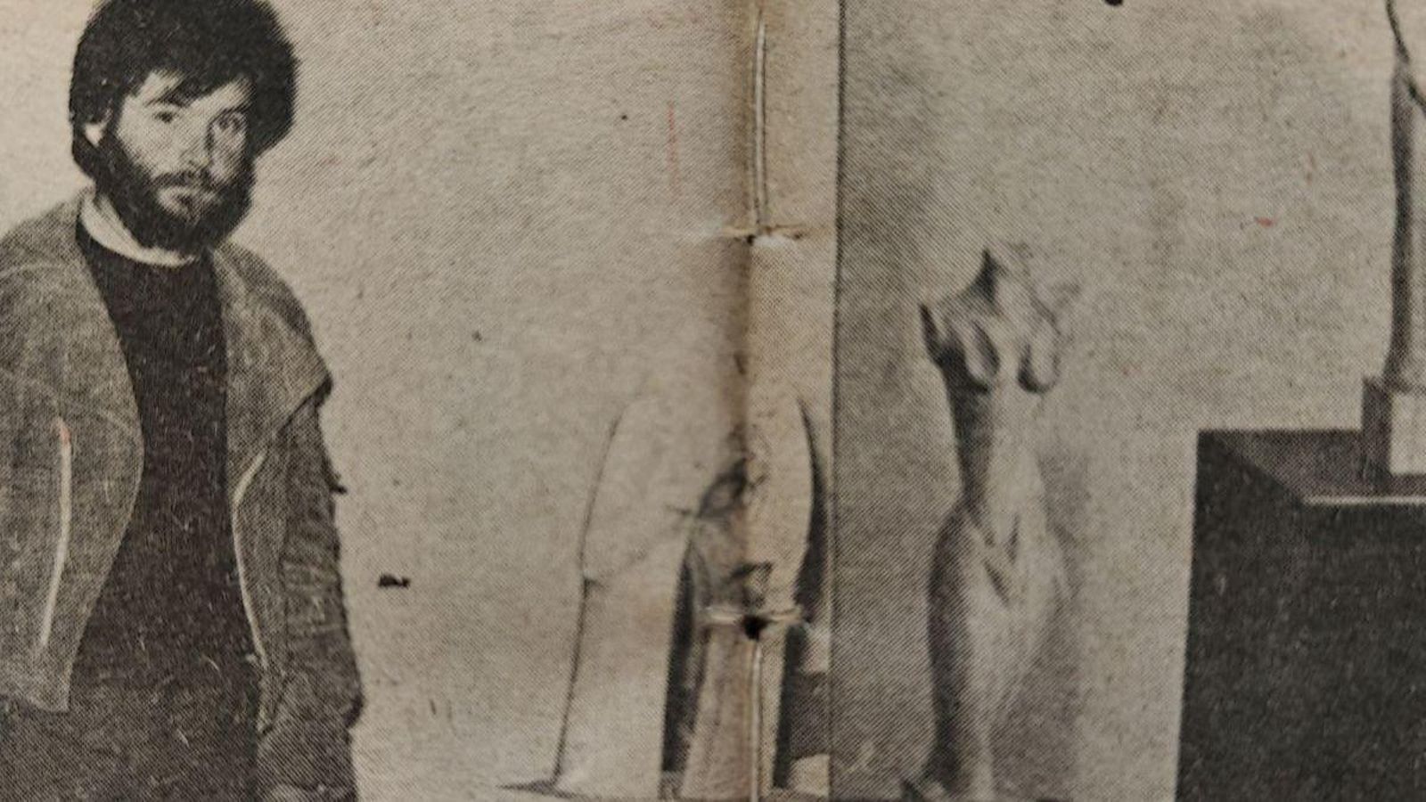 El escultor Luis Fernández “Cochorro” junto a algunas de sus obras.