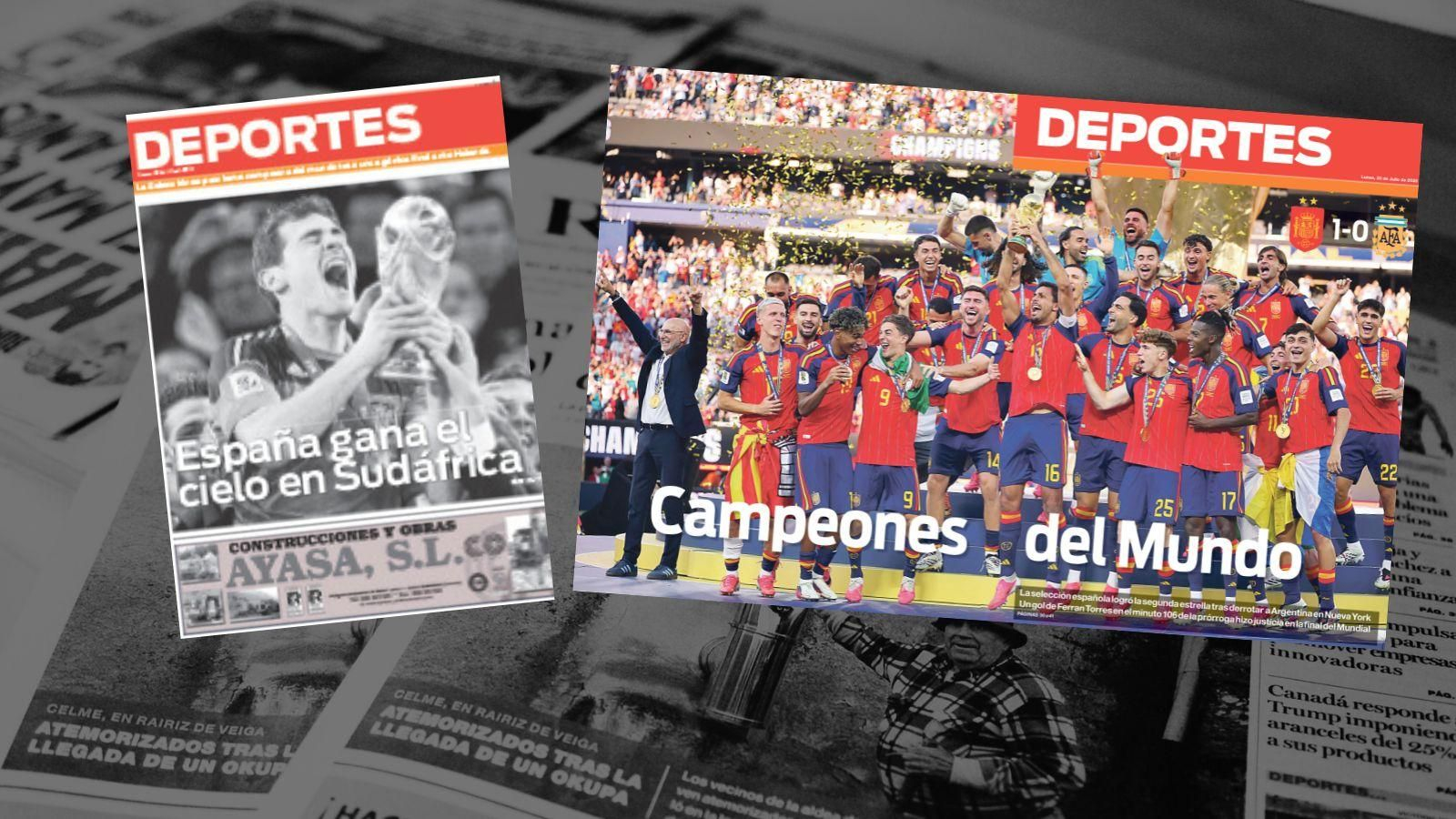 Las portadas de 2010 y de 2026 de La Región.