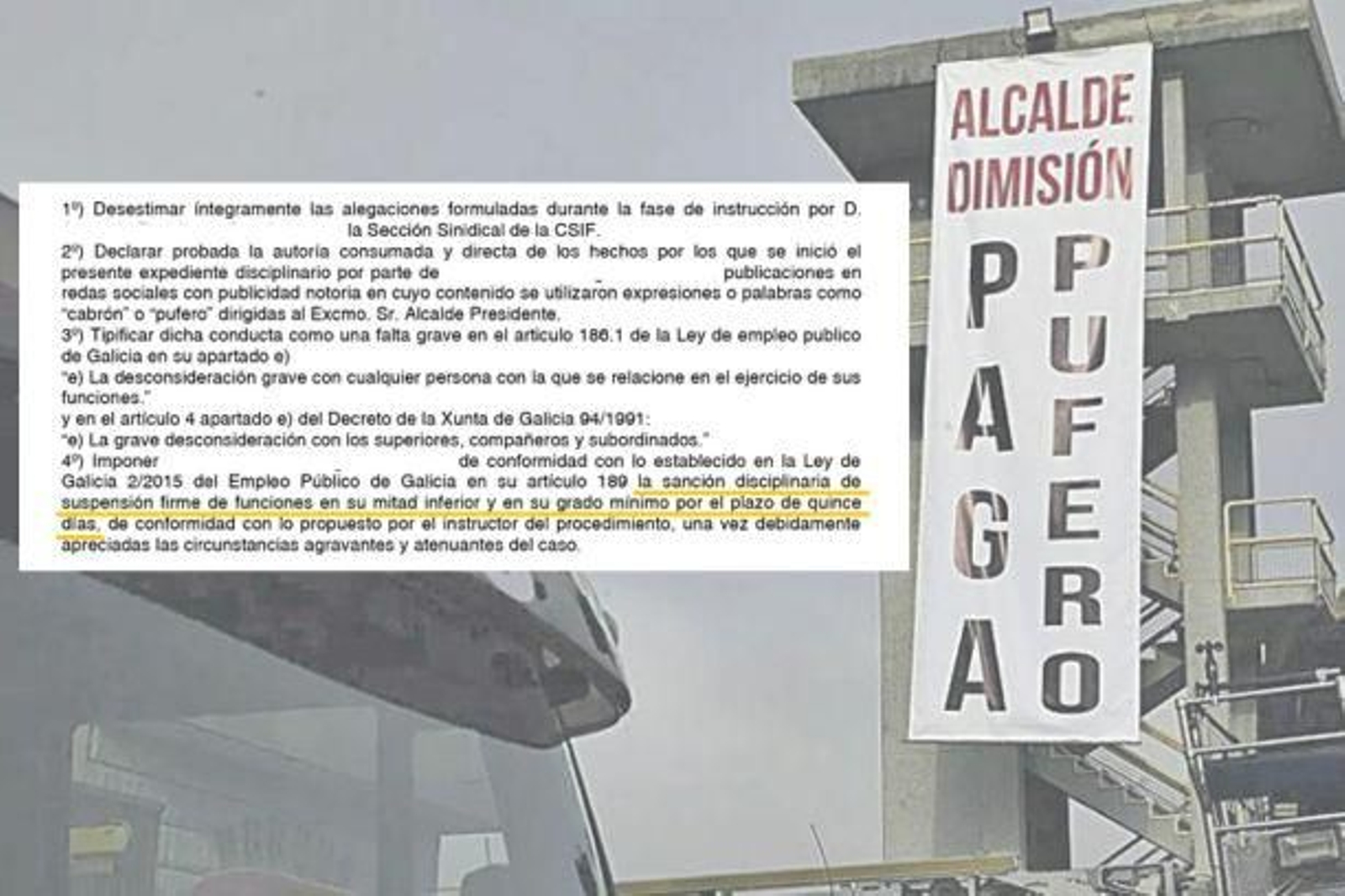 Resolución sobre el bombero sancionado.