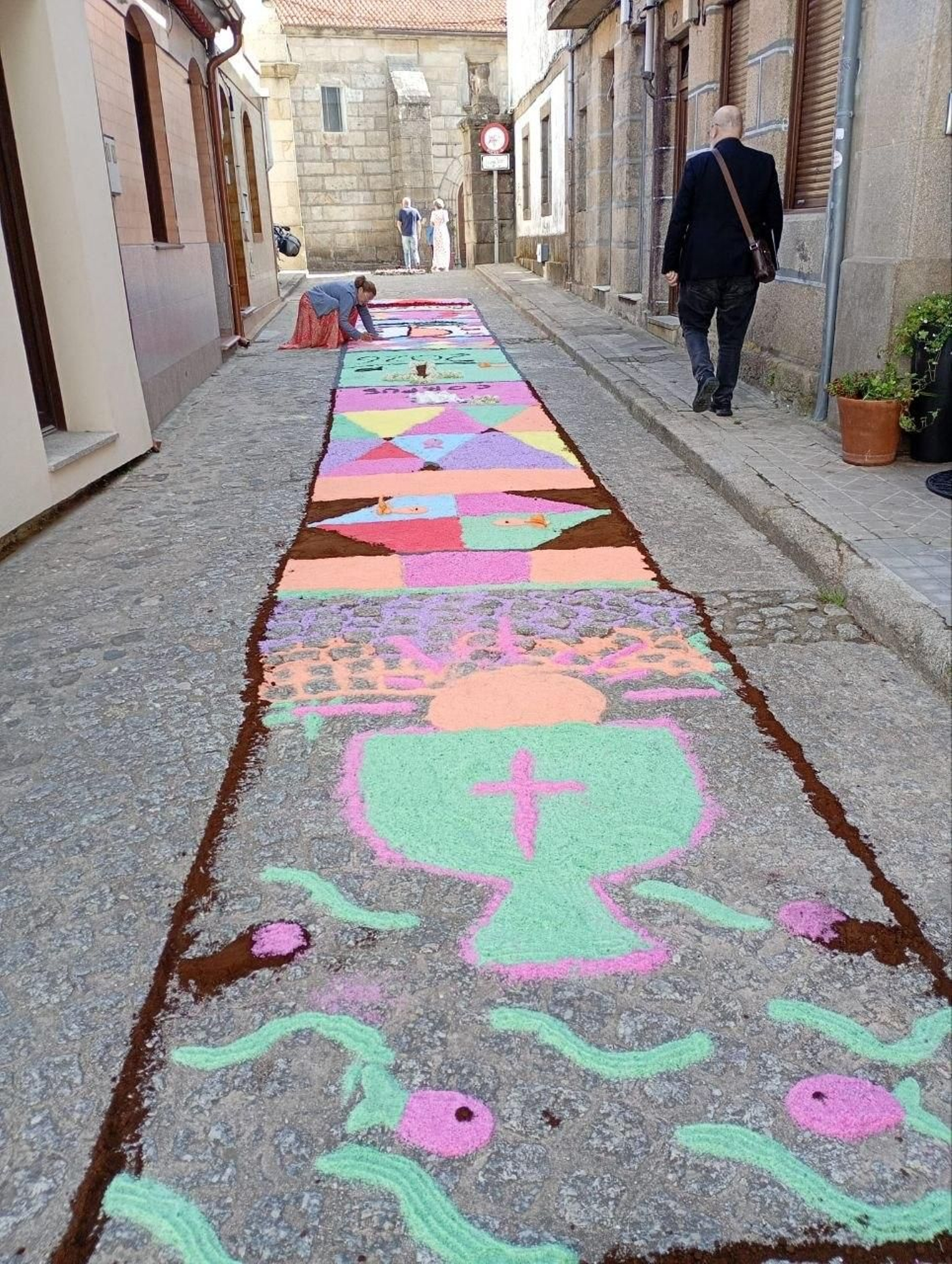 Alfombras florales y procesión del Corpus en Bouzas.