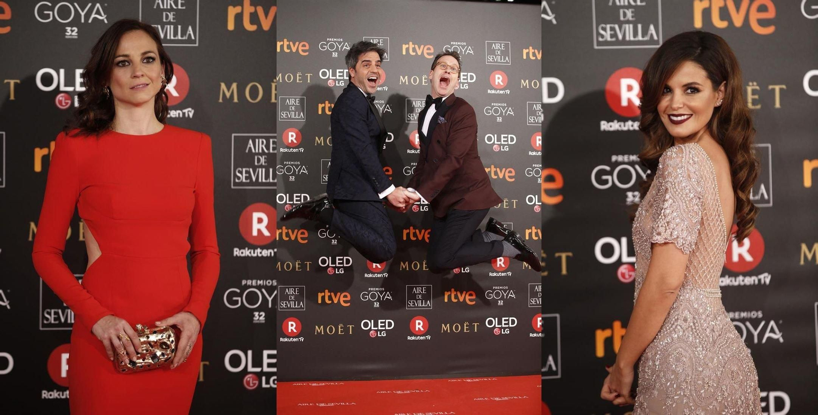 La actriz Marta Torné, los presentadores de la gala Ernesto Sevilla y Joaquín Reyes y la actriz Marta Torné