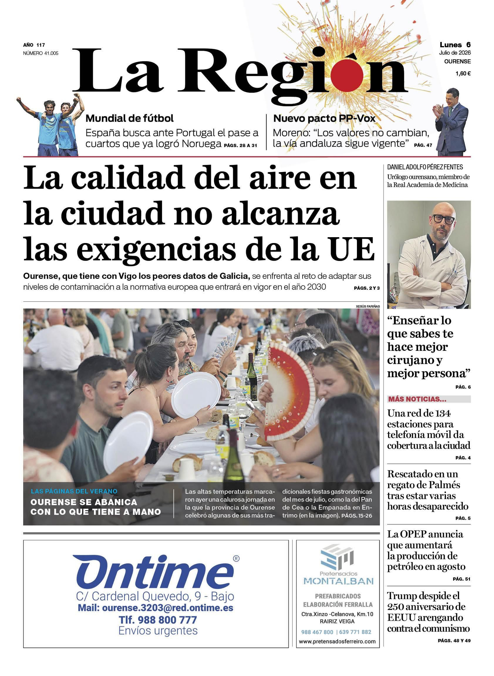 Los titulares de La Región de este lunes, 6 de junio