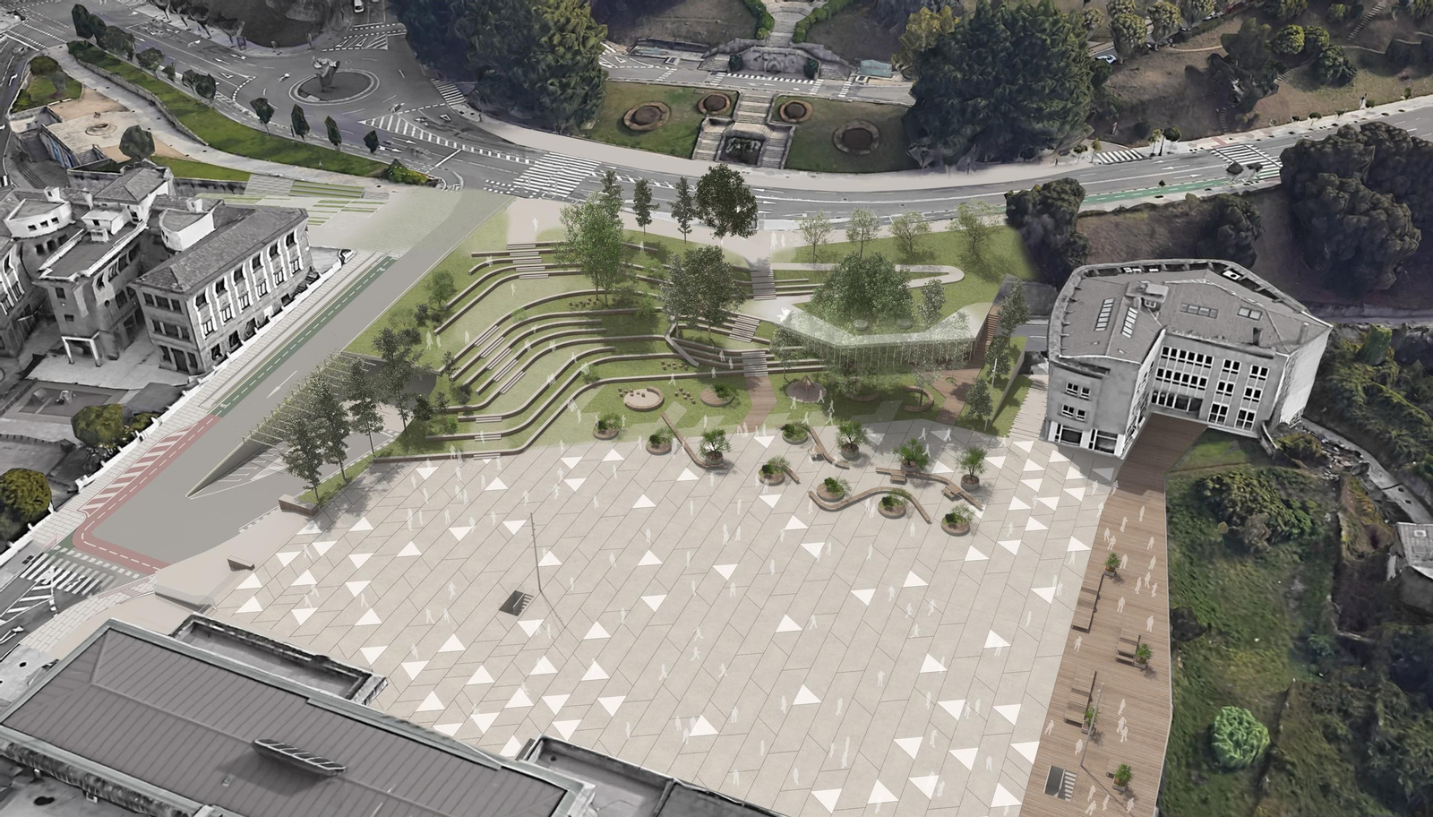 Una infografía de la reforma que proyecta en Concello en Praza do Rei.