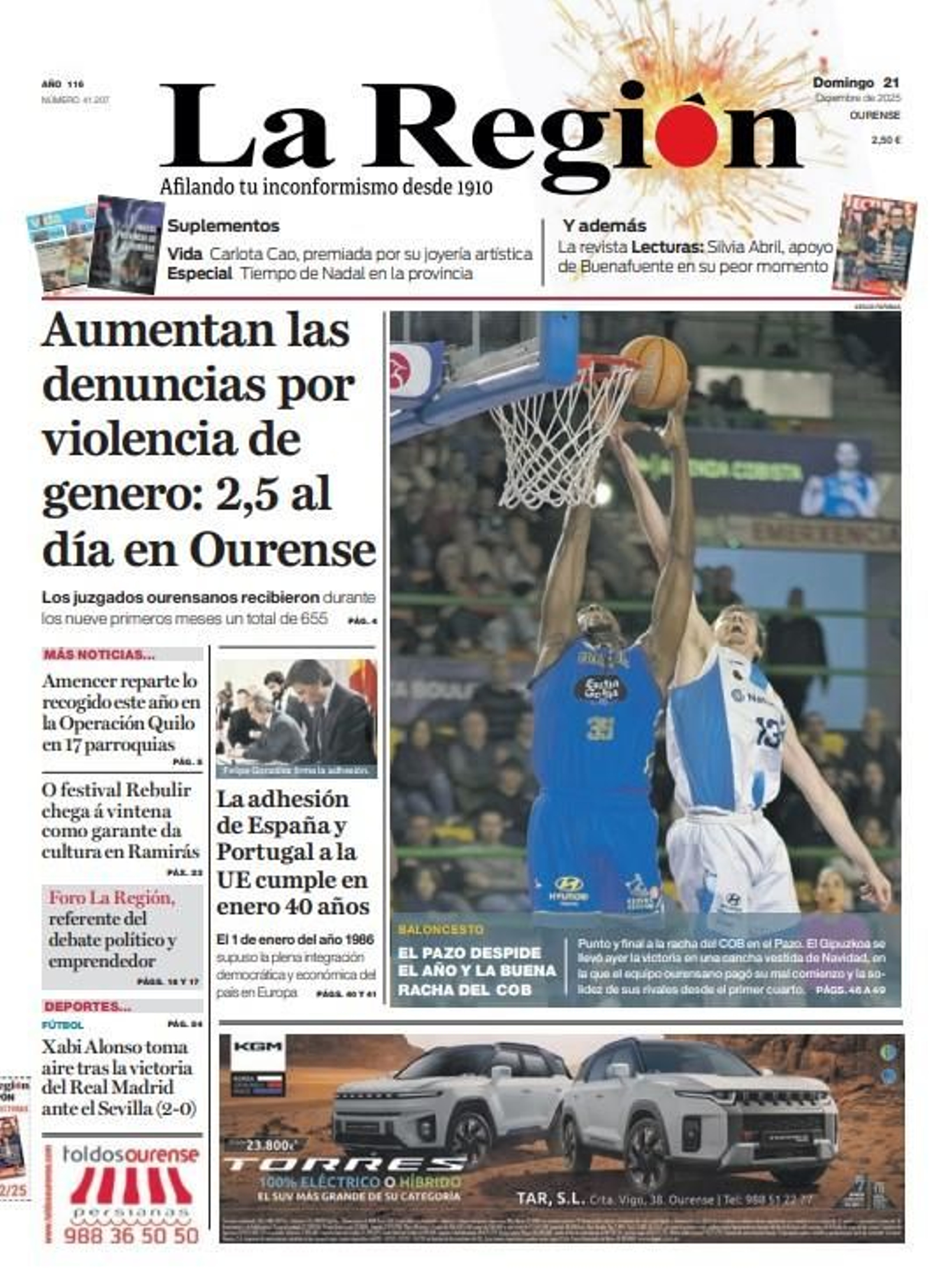 La portada de este domingo, 21 de diciembre