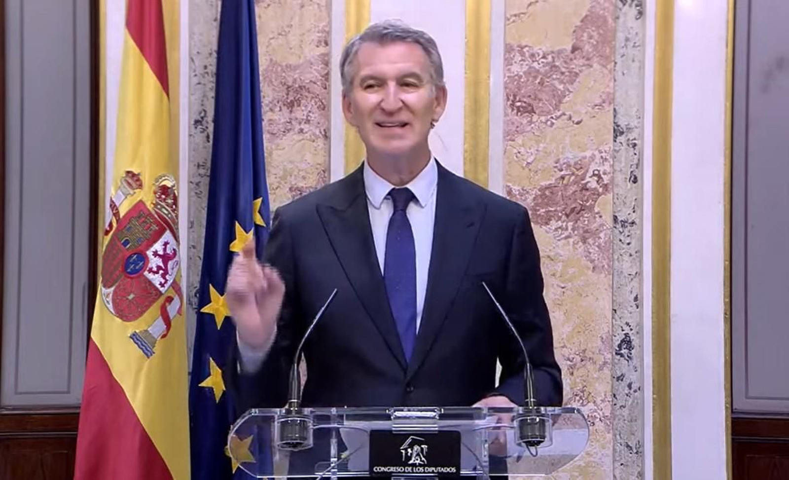 Alberto Núñez Feijóo comparece tras la votación en el Congreso