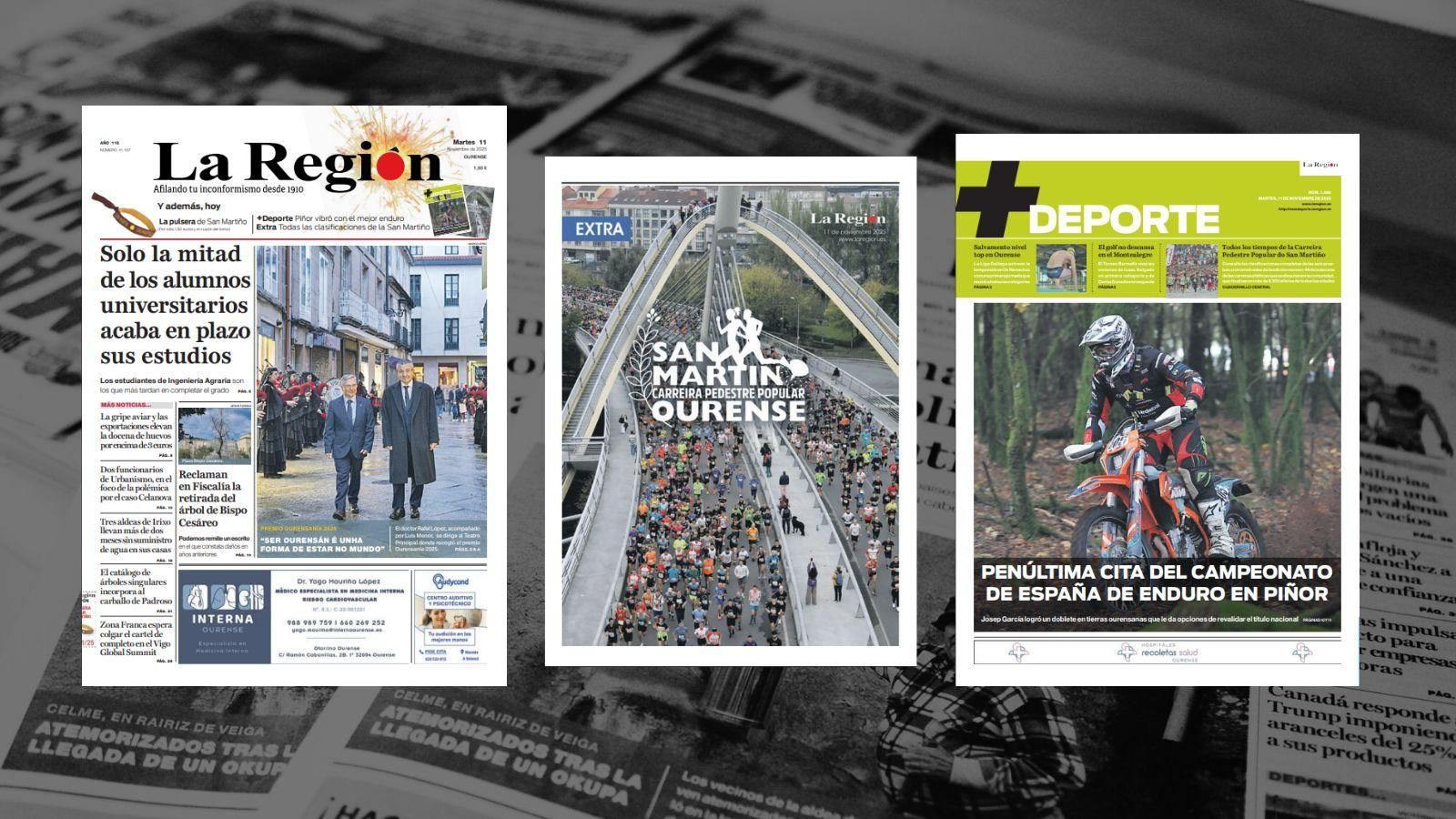 Los titulares de La Región de este martes, 11 de noviembre