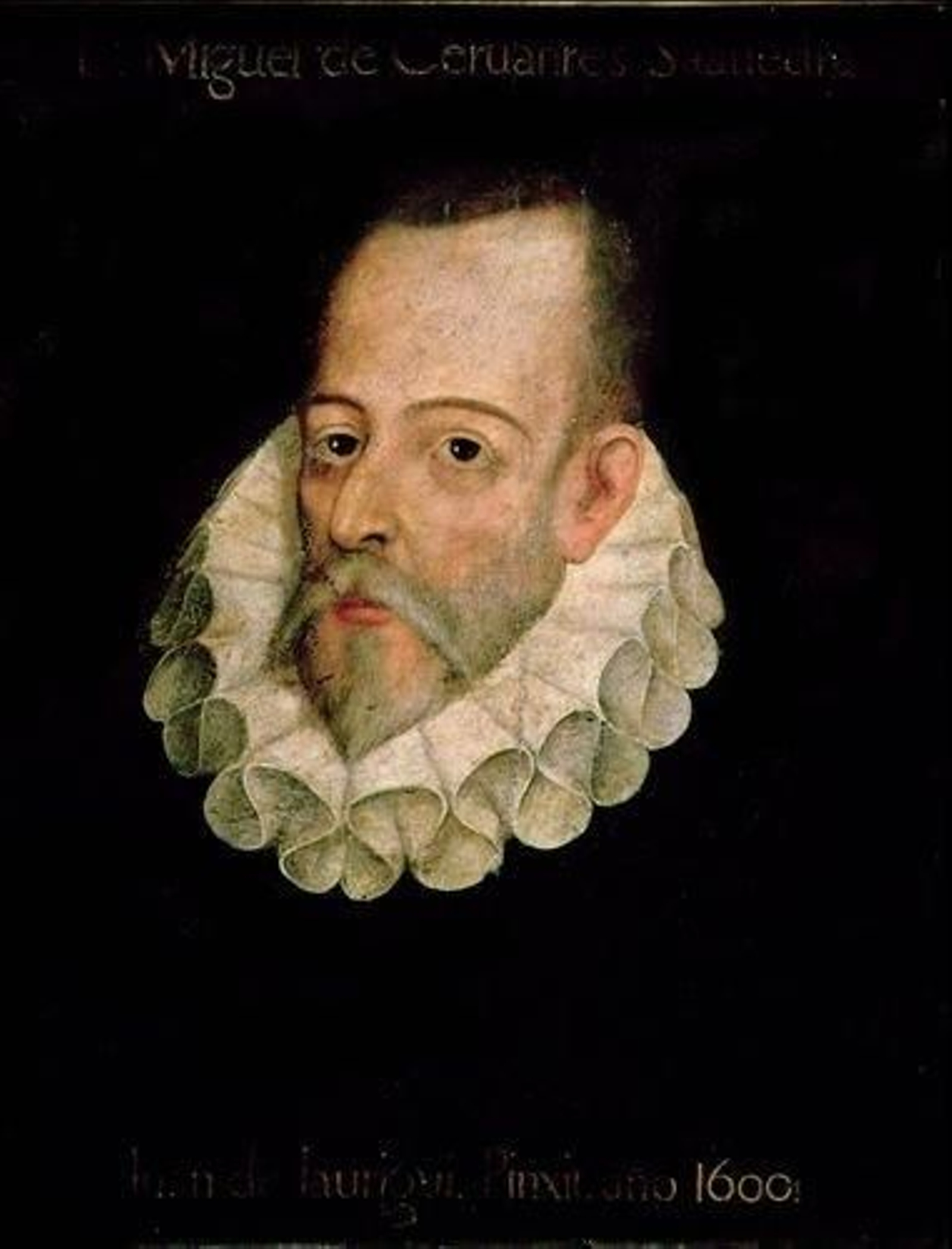 IND119216 Portrait of Miguel de Cervantes y Saavedra (1547-1615) 1600 (oil on panel) by Jauregui y Aguilar, Juan de (c.1566-1641); Real Academia de la Historia, Madrid, Spain; Index; Spanish,  out of copyright