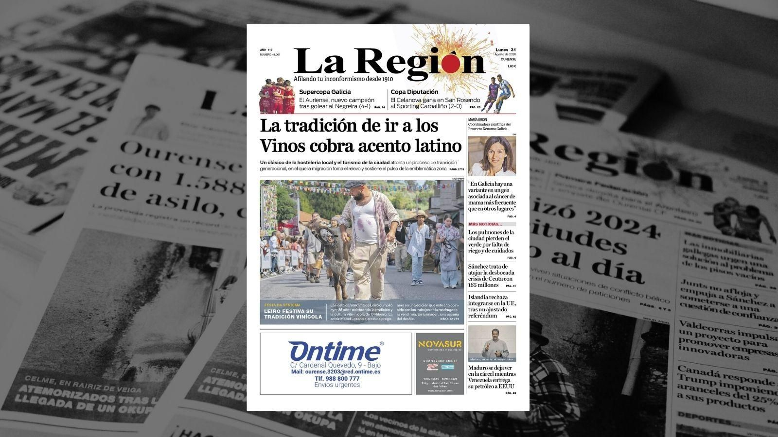 Los titulares de La Región de este lunes, 31 de agosto