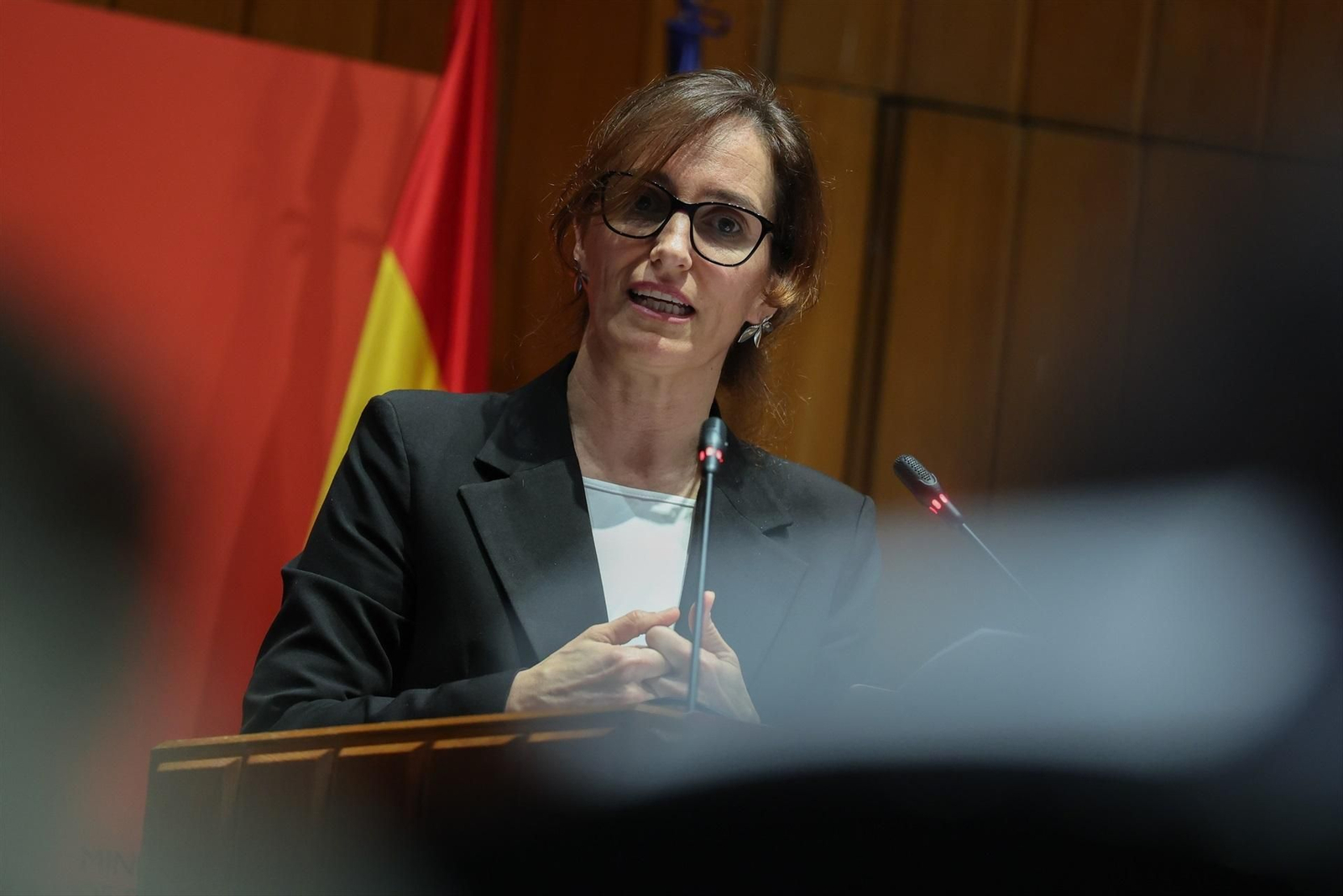 La ministra de Sanidad durante un acto público