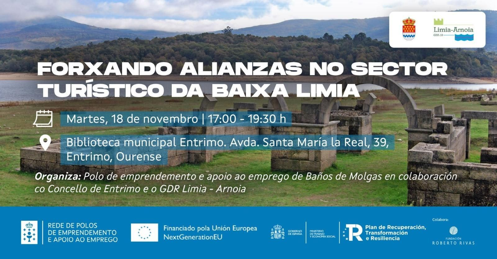 Cartel del encuentro “Forxando alianzas no secto turístico da Baixa Limia”.