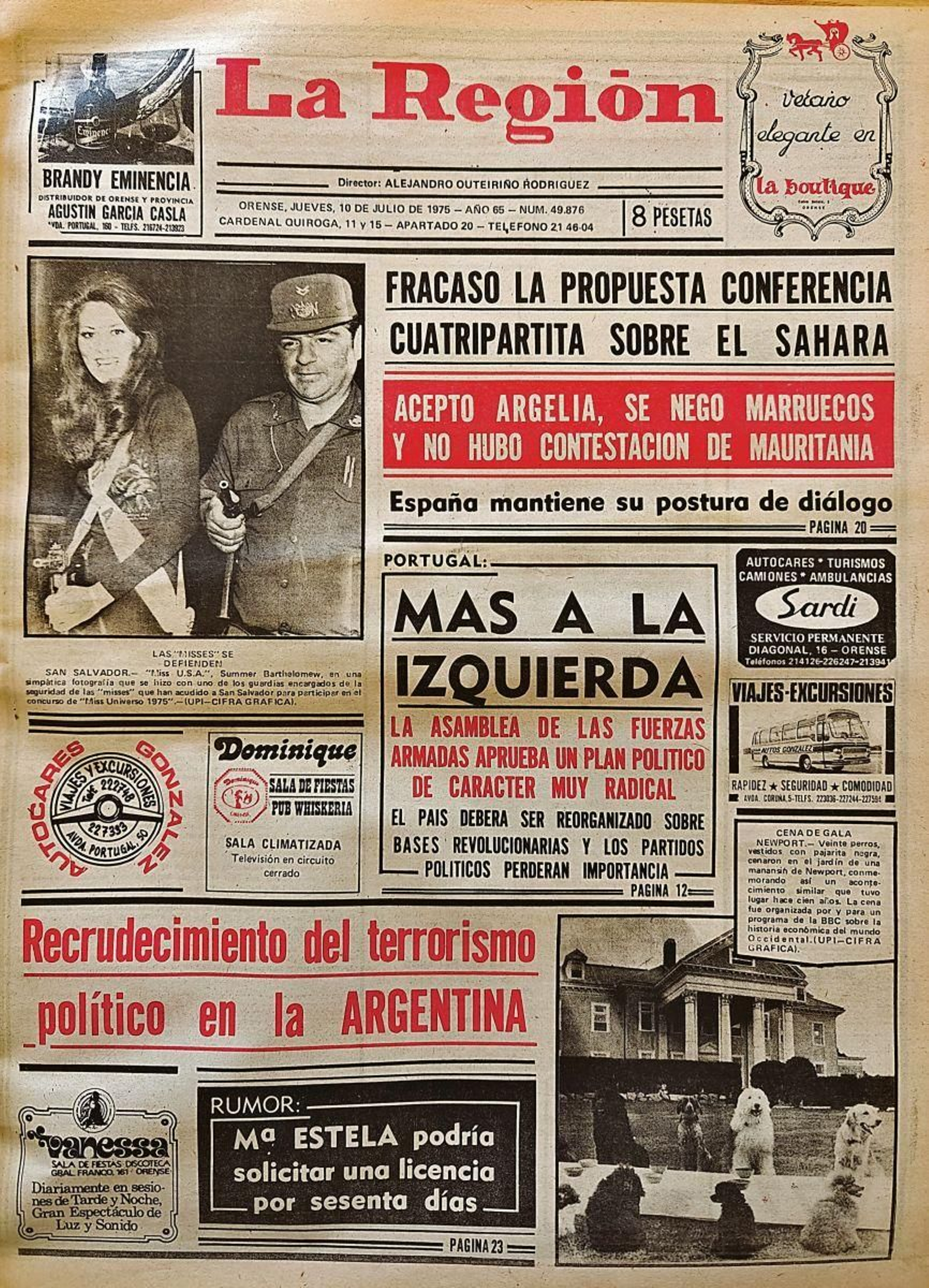 La portada de La Región de 1975