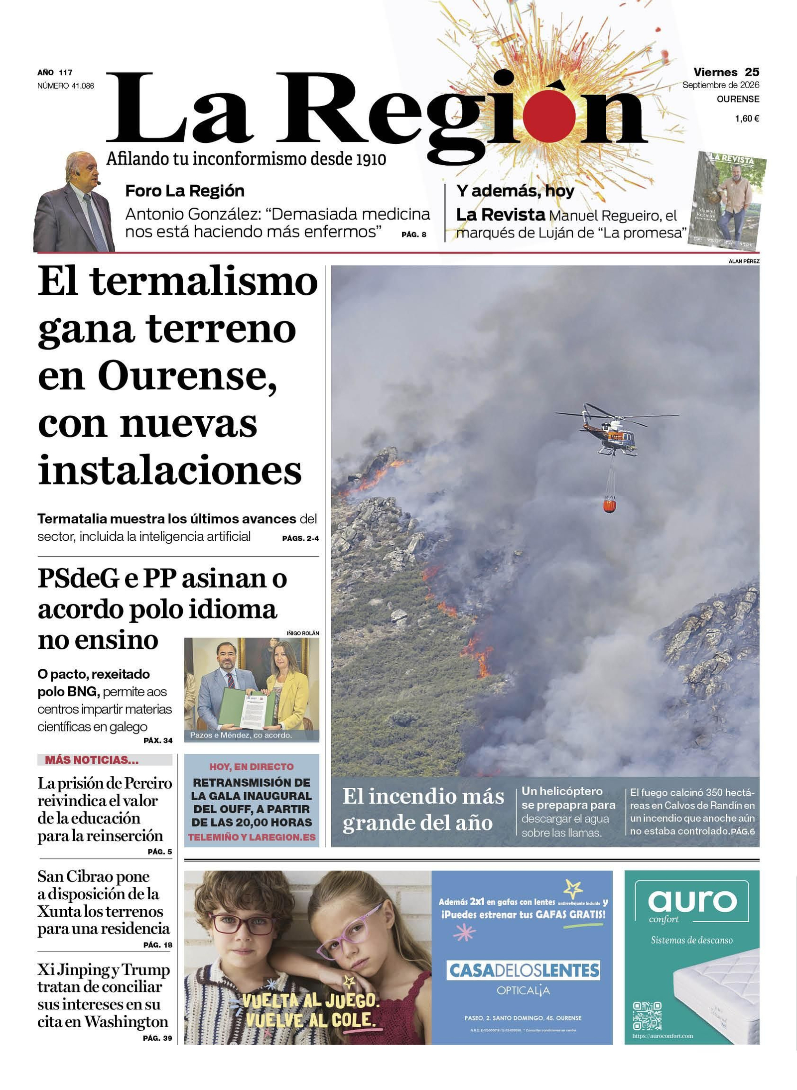 Los titulares de La Región de este viernes, 25 de septiembre