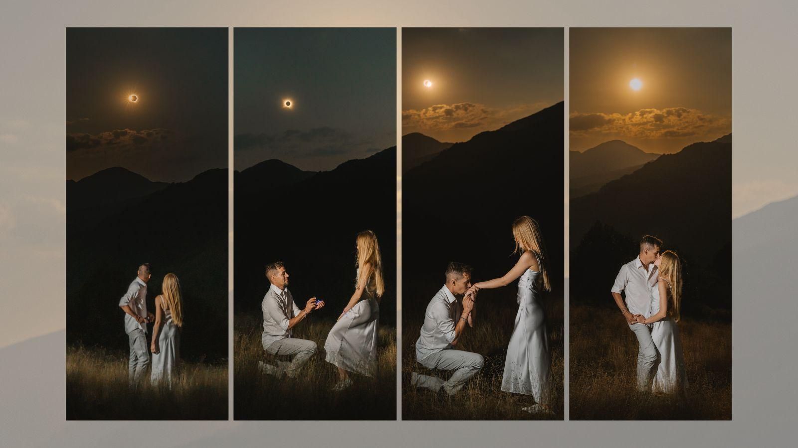 Diferentes instantes de la pedida de mano de Carlos y Nadia.