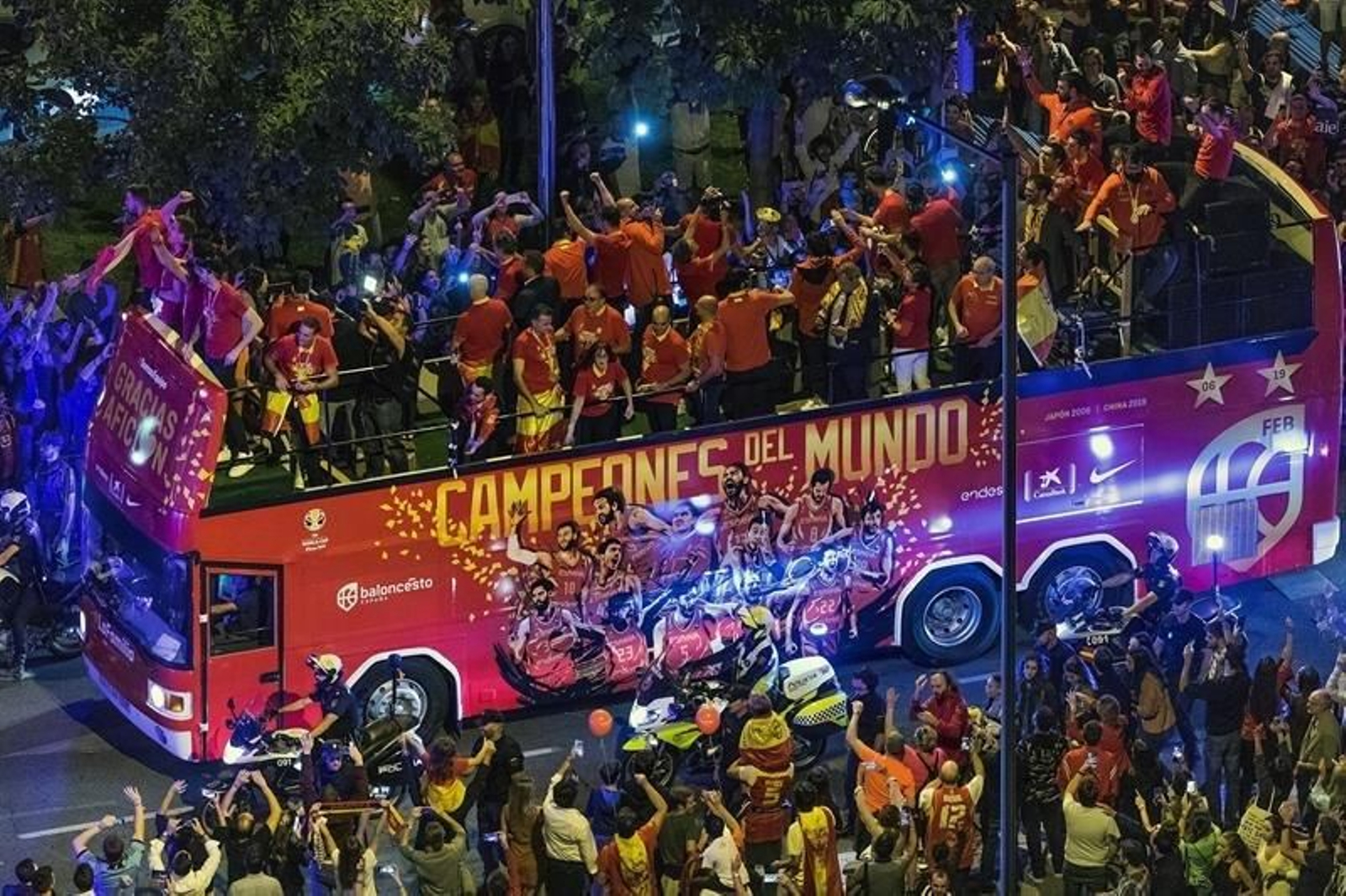 La celebración de la selección Española por el Mundial de Baloncesto