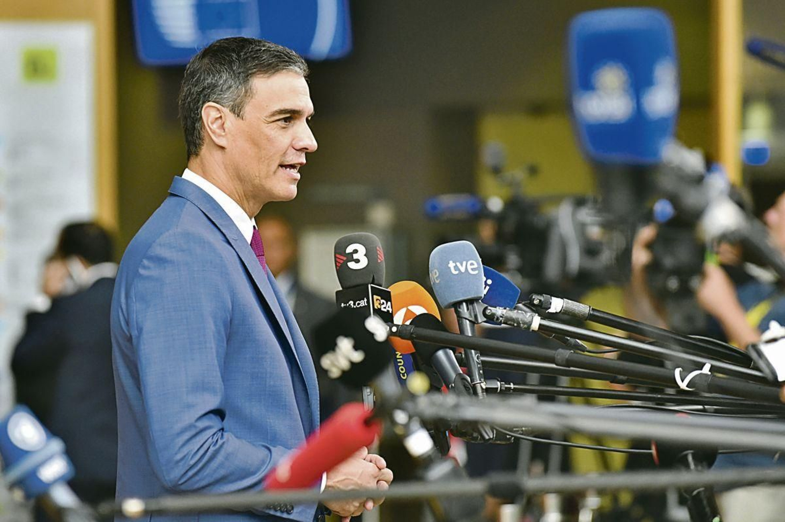 El presidente del Gobierno español, Pedro Sánchez, ayer en Bruselas.