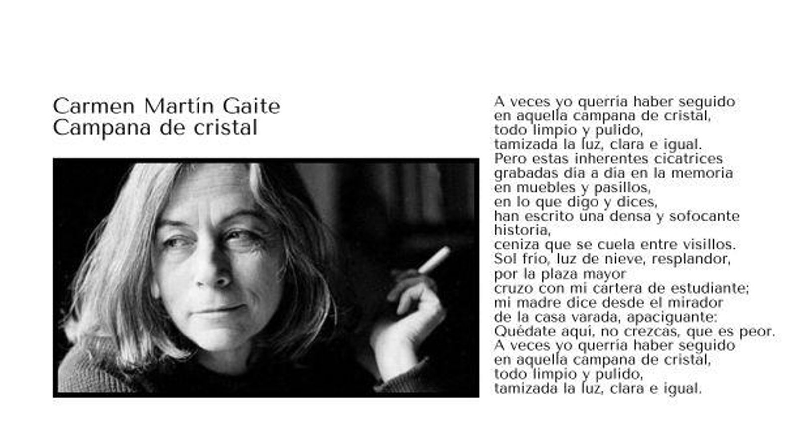 Poema de Carmen Martín Gaite a la madre.