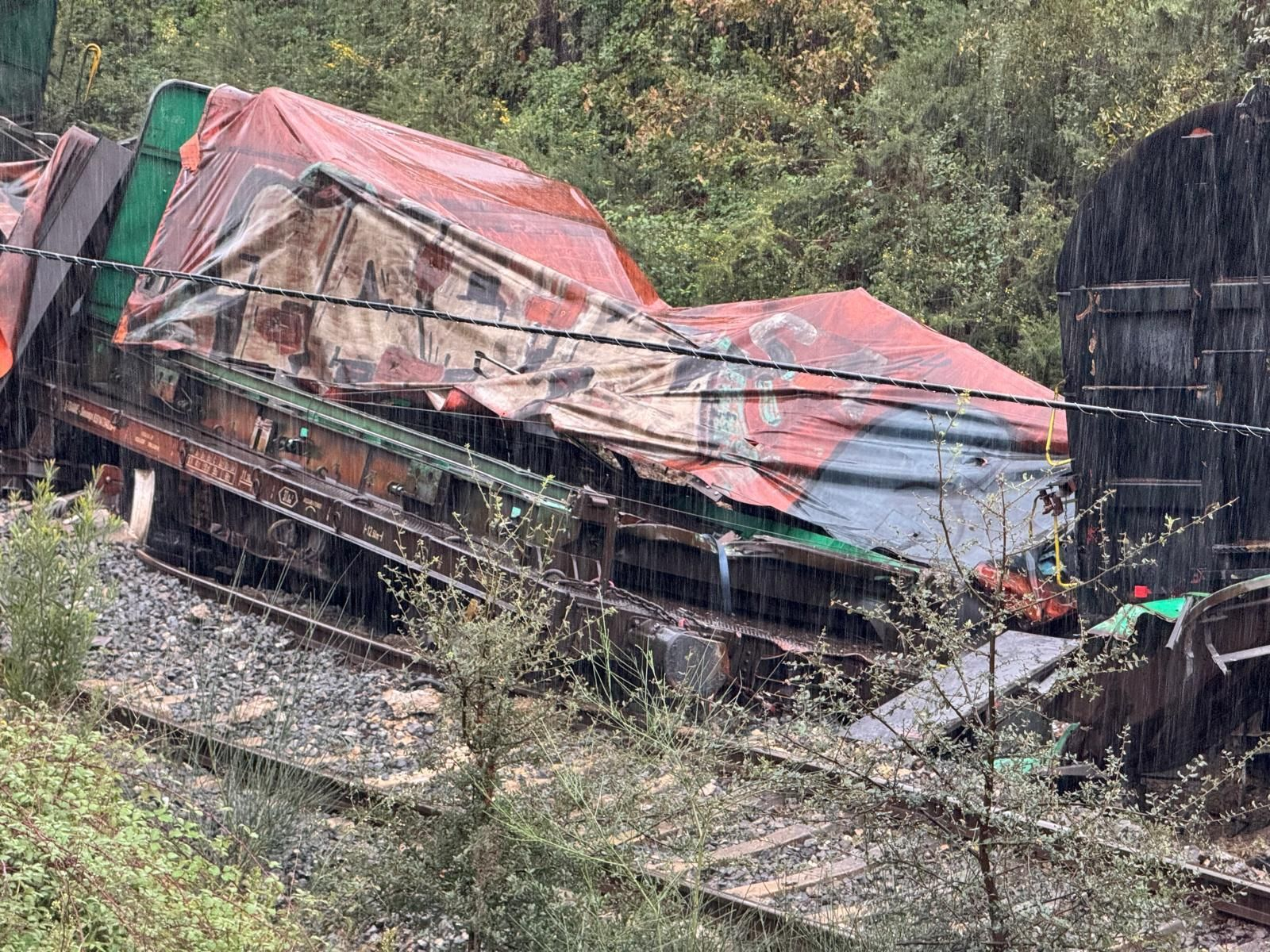 Galería | Descarrilamiento de un tren de mercancías en As Neves