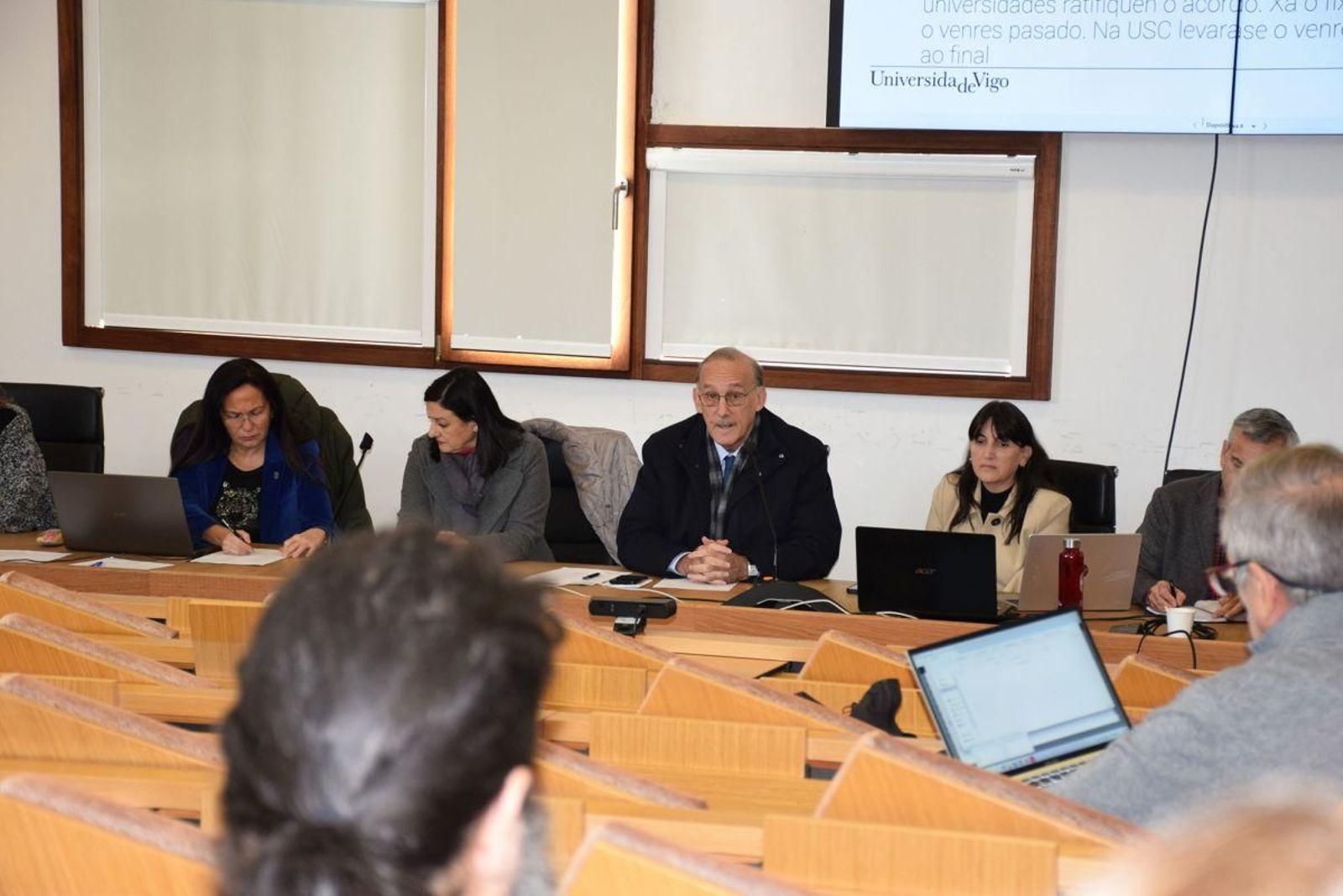 Manuel Reigosa, rector de la UVigo, durante el consello de goberno celebrado este lunes.