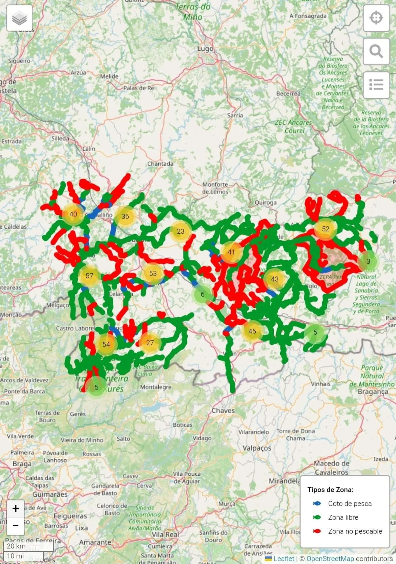 Zonas de pesca en Ourense
