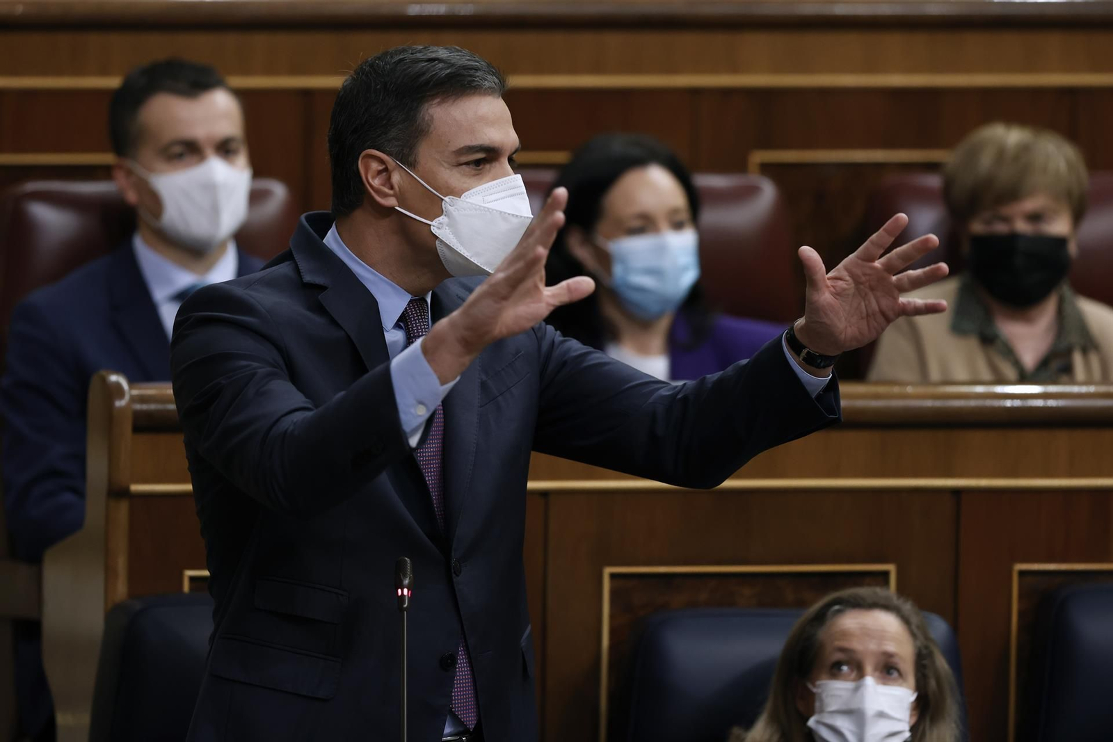 Pedro Sánchez, en la sesión del miércoles en el Congreso. // EFE