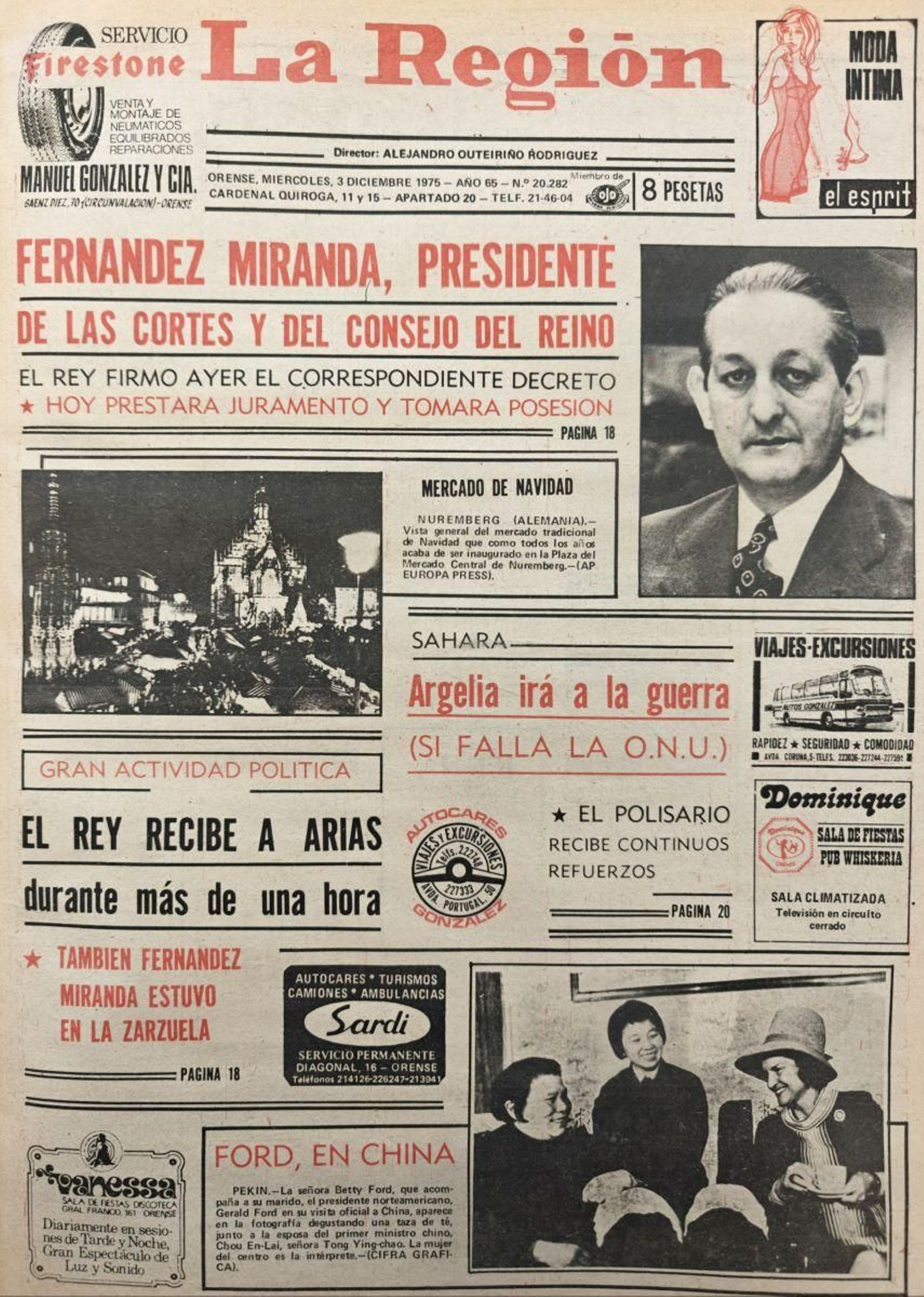 La portada de La Región de 1975