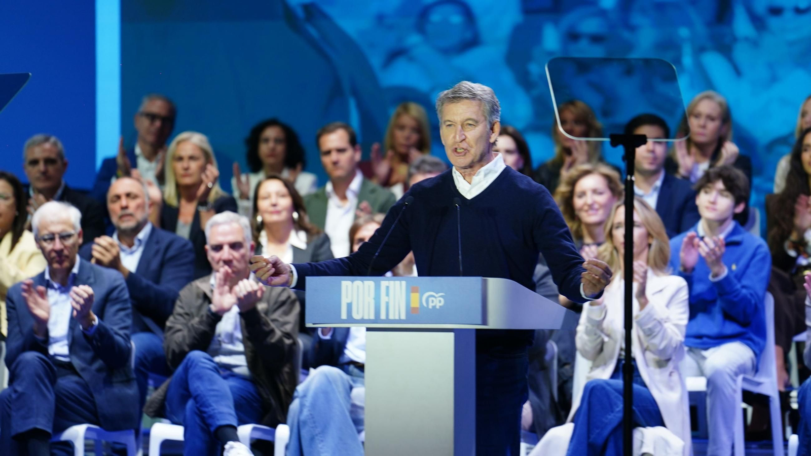 El presidente del PP, Alberto Núñez Feijóo, durante un acto público en el marco de la precampaña de las elecciones generales del próximo 29 de noviembre