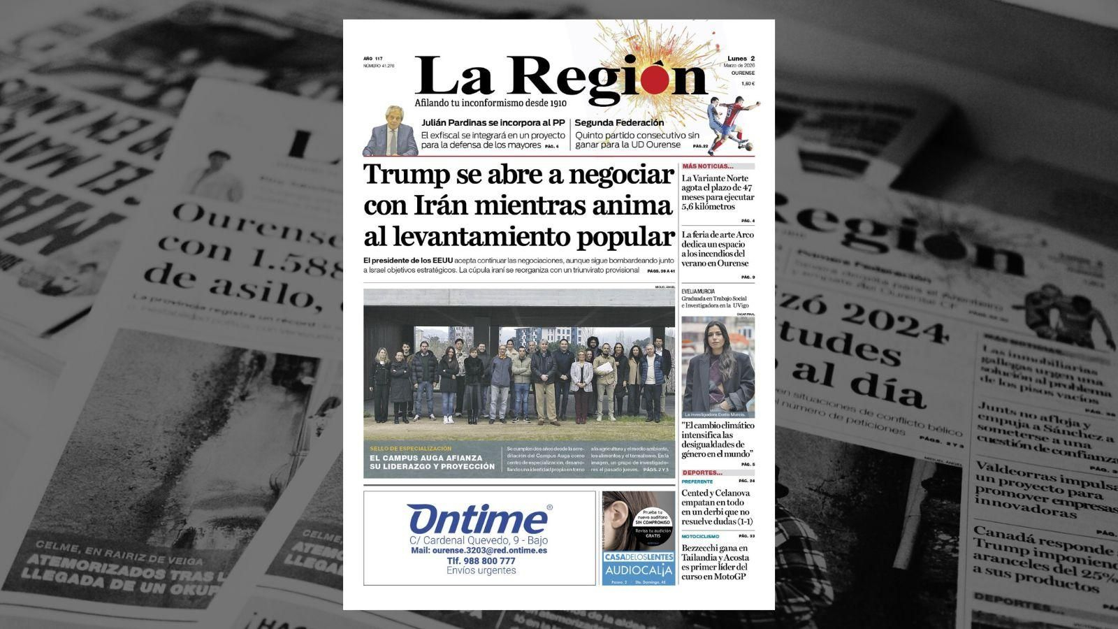 La portada de este lunes, 2 de marzo.