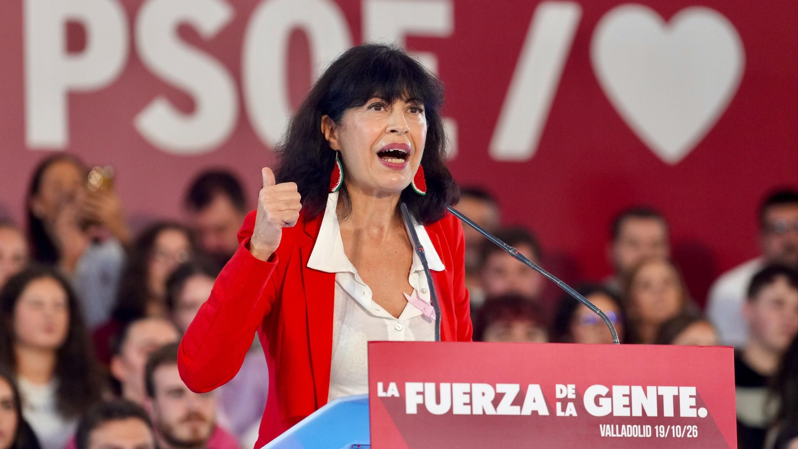 La ministra de Igualdad, Ana Redondo, durante un acto político de precampaña, en la Cúpula del Milenio, a 19 de octubre de 2026
