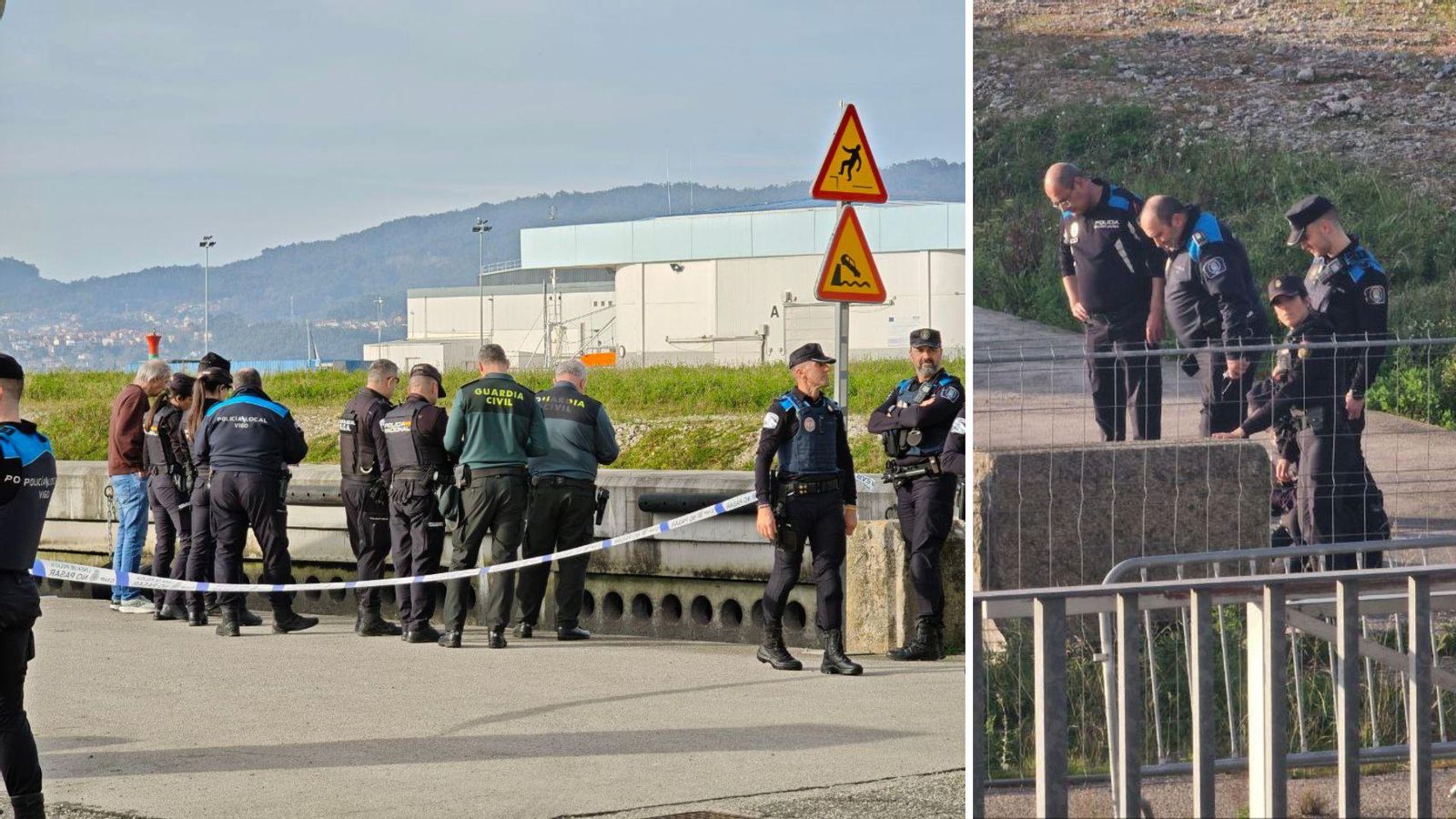 La Policía Local y Guardia Civil en la zona del hallazgo.