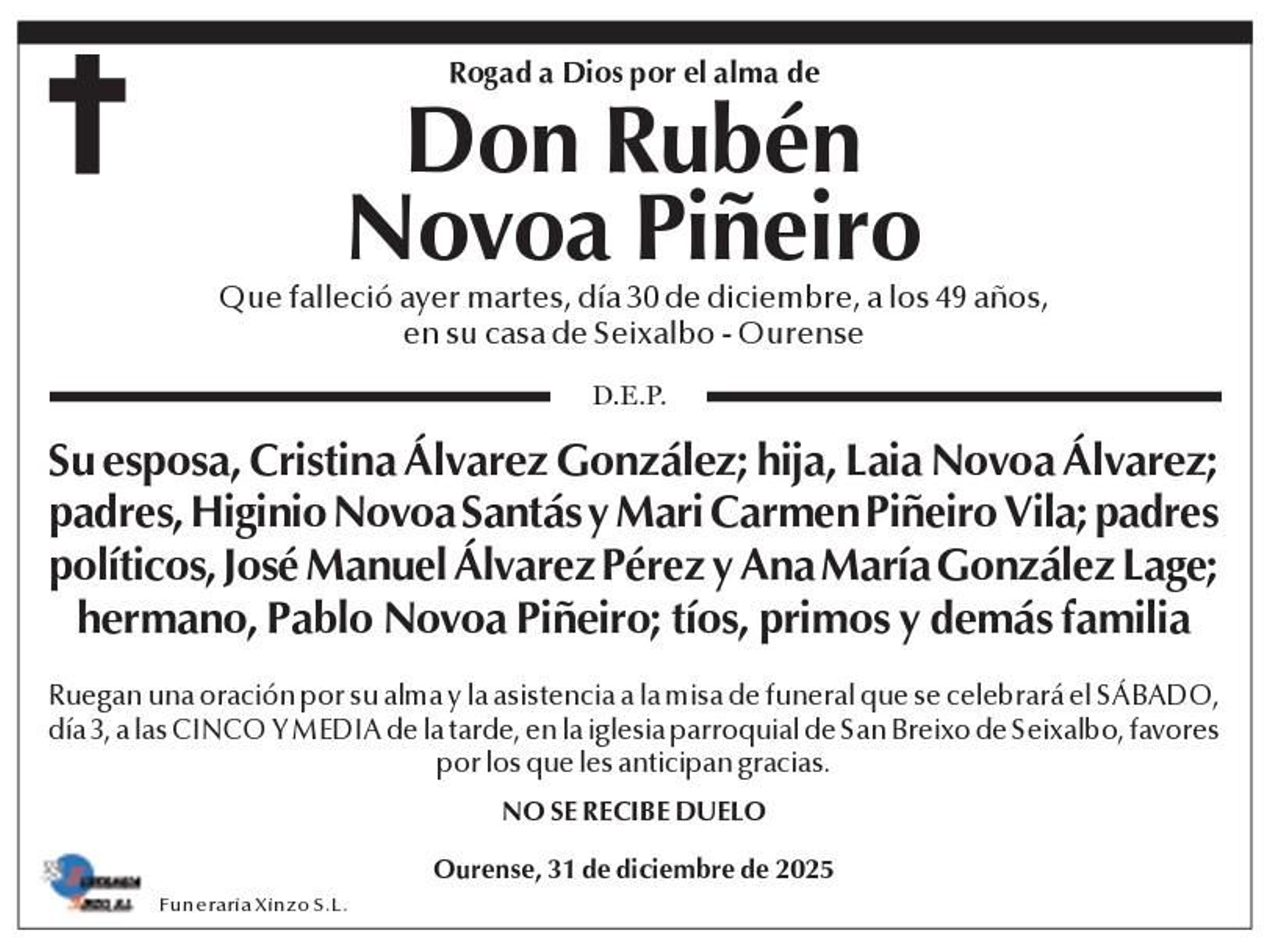 Las esquelas de hoy, miércoles 31 de diciembre