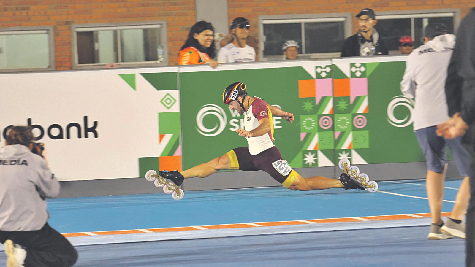 Chevi Guzmán entra en meta durante una de las pruebas de los Juegos Mundiales de Asunción.