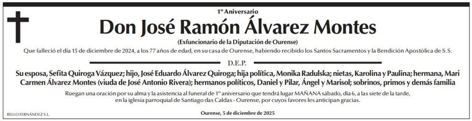 Las esquelas de hoy, viernes, 5 de diciembre