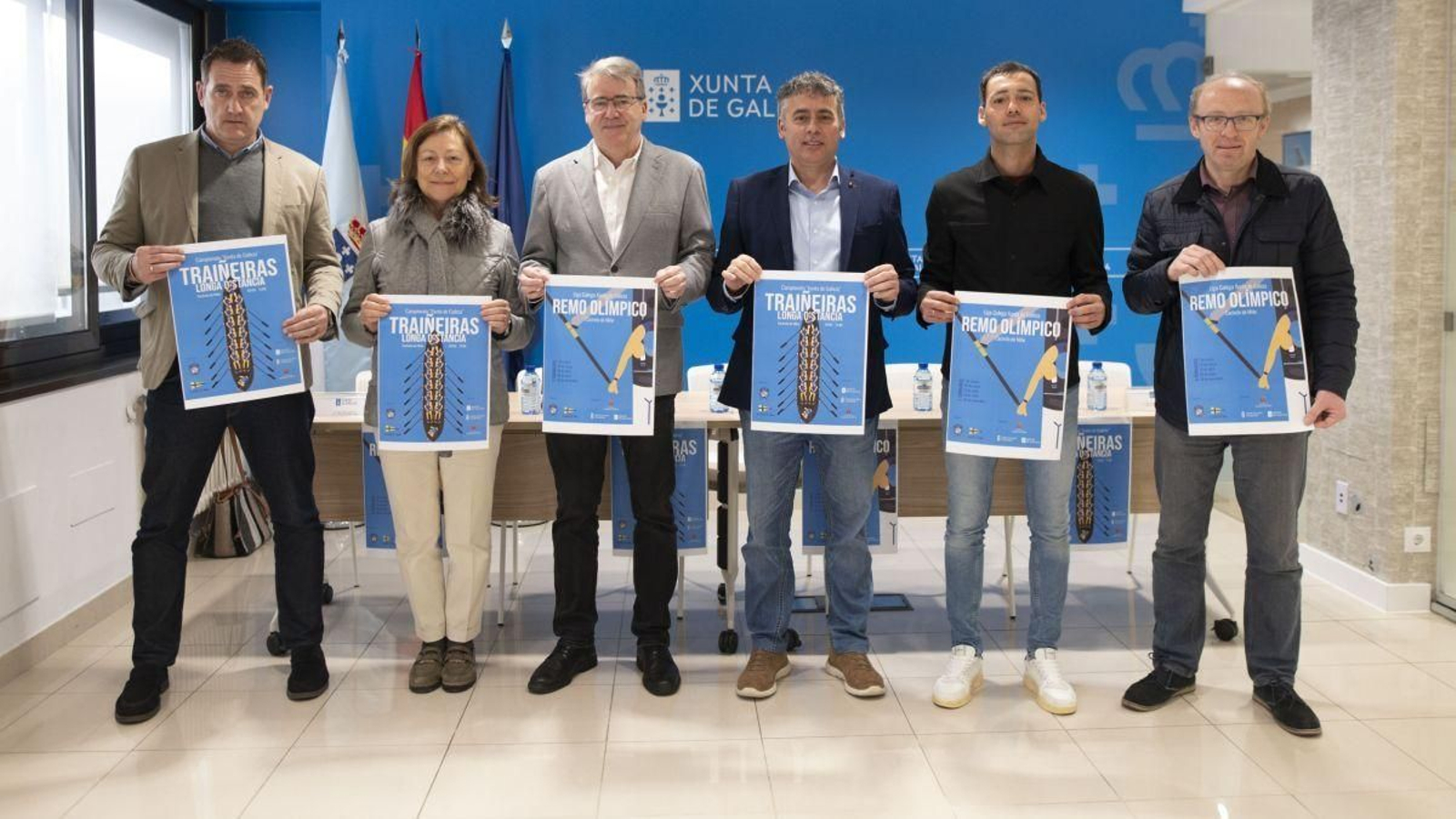 Manuel Pérez, Beatriz Alberte, Avelino Pazos, Manuel Pardo, Diego Enrique Álvarez y José Antonio Ferreiro, ayer en la presentación.