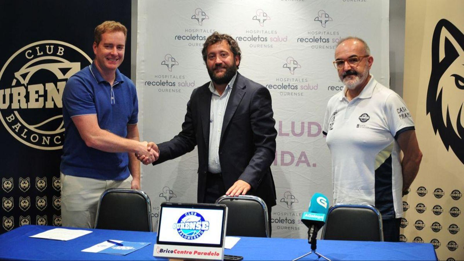 El presidente del COB, Diego Regueira, junto al responsable de Recoletas Salud en Ourense, Santi Cachaldora.