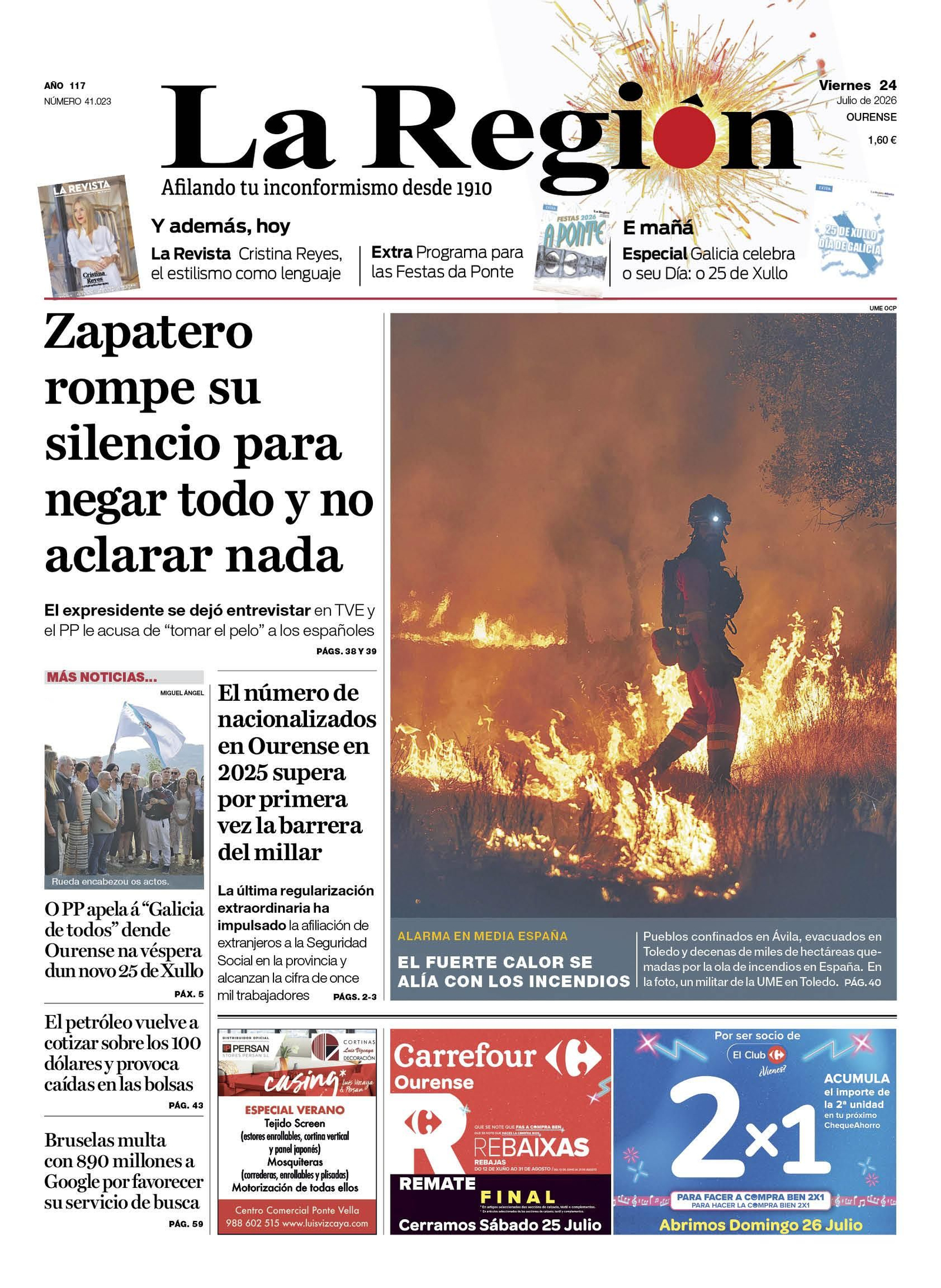 La portada de La Región