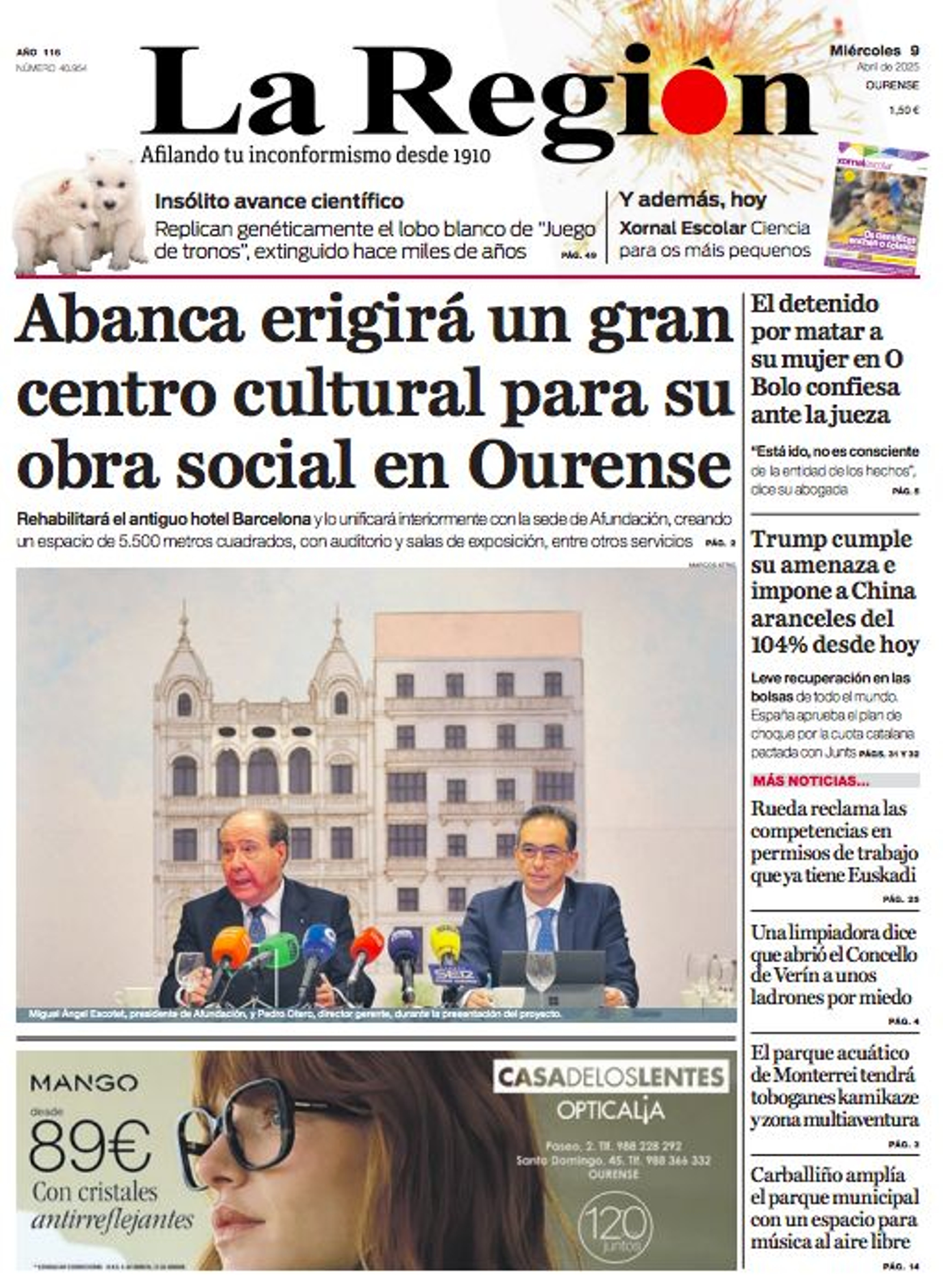 La portada del 9 de abril.