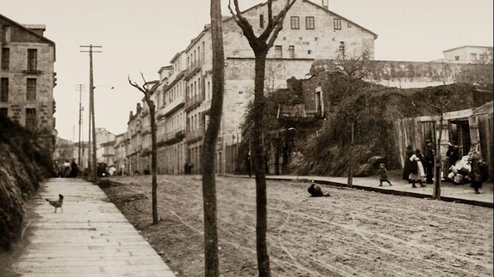 Calle Progreso, a la izquierda está hoy el Palacio de Justicia. Fotografía de 1908.